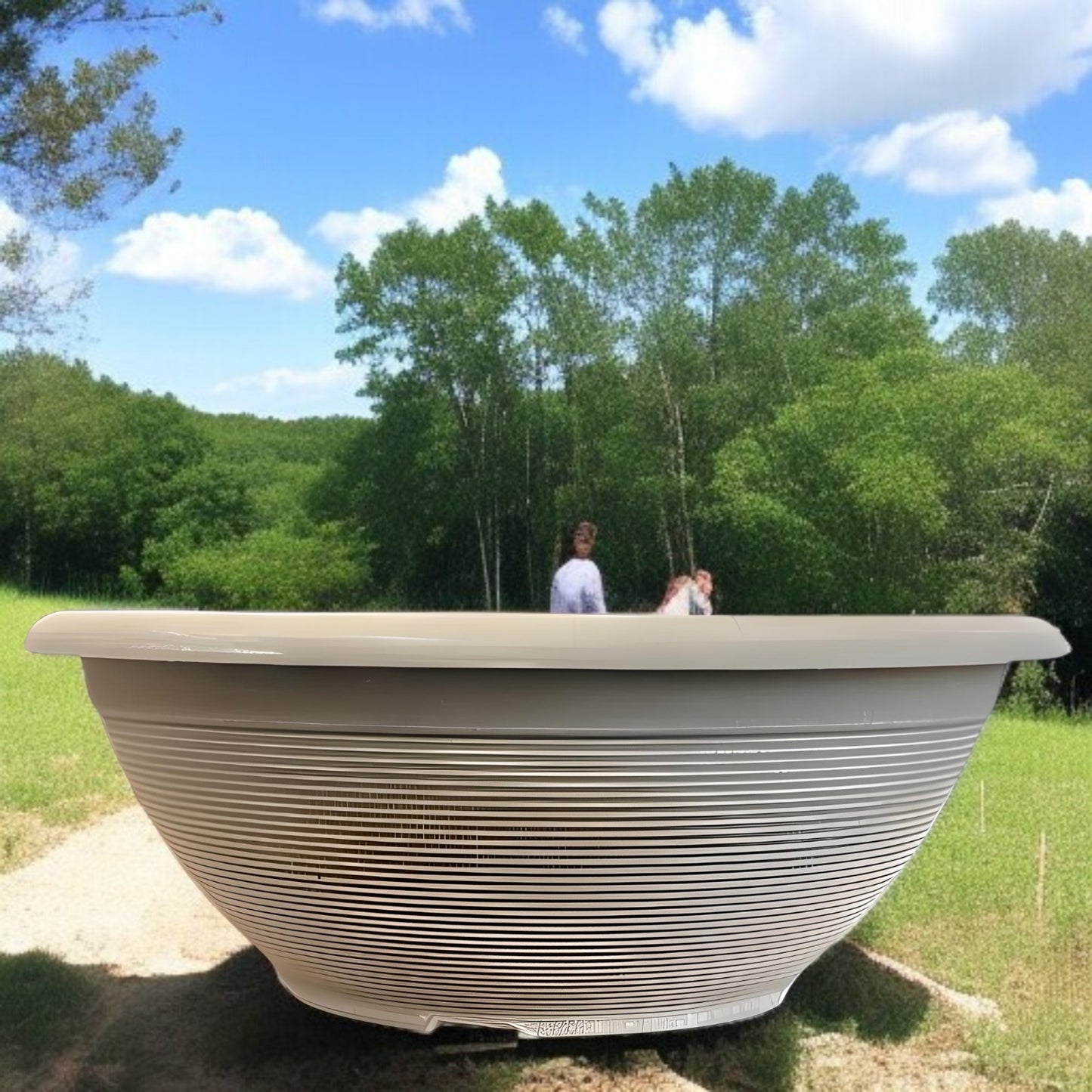 Helix 17" Garden Bowl Planter – Powdered Clay & Beige Grey | 13.2L Outdoor Pot