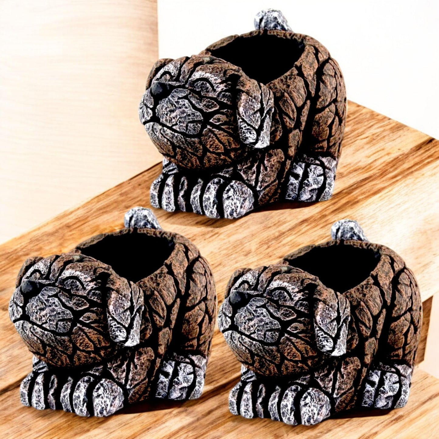 Cement Dog Planter 27cm – Brown | Garden Plant Pot – Single, Pack of 2 or 3