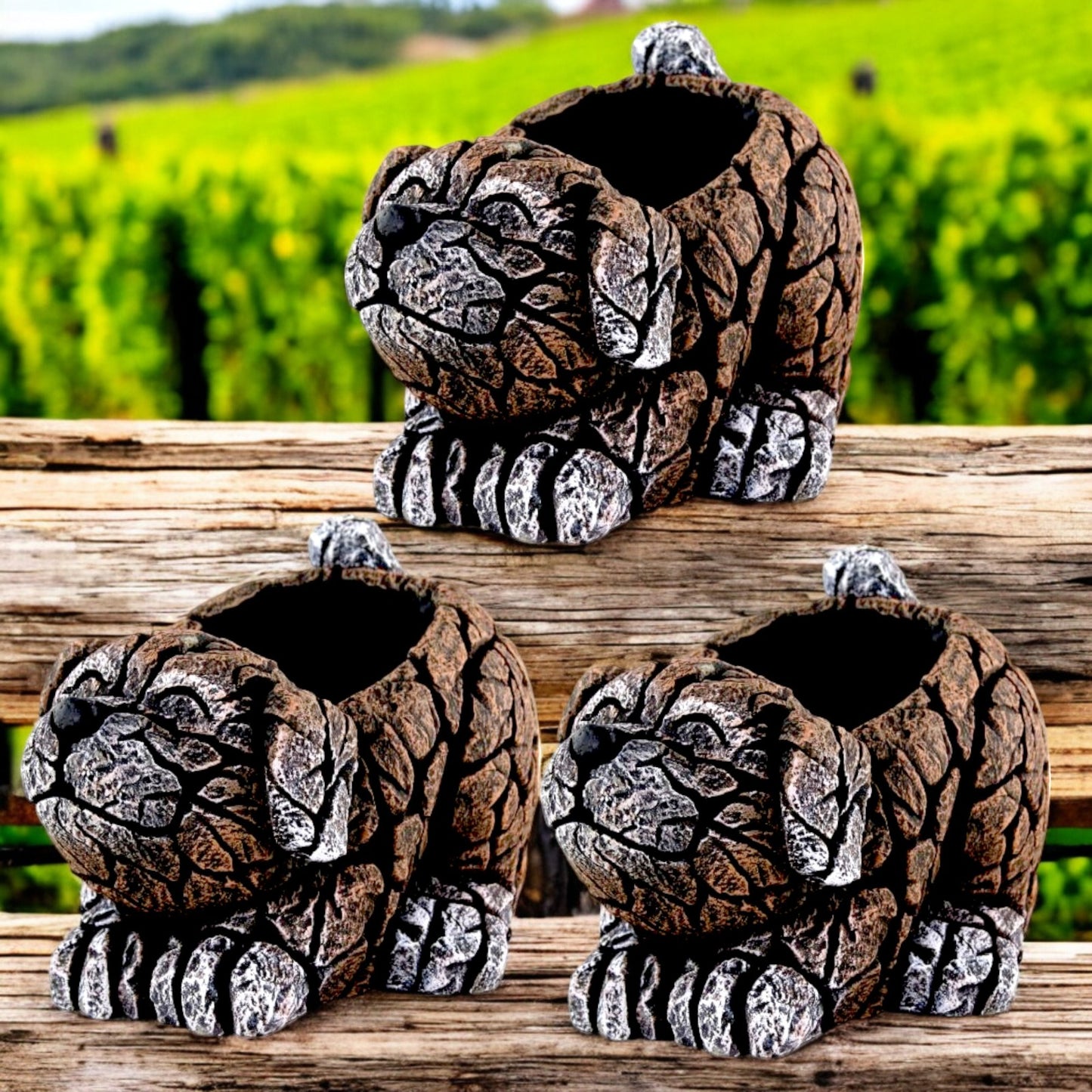 Cement Dog Planter 27cm – Brown | Garden Plant Pot – Single, Pack of 2 or 3