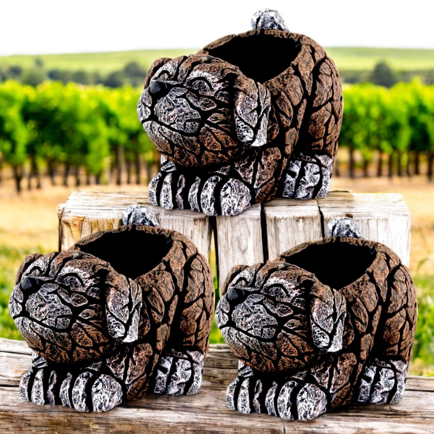 Cement Dog Planter 27cm – Brown | Garden Plant Pot – Single, Pack of 2 or 3