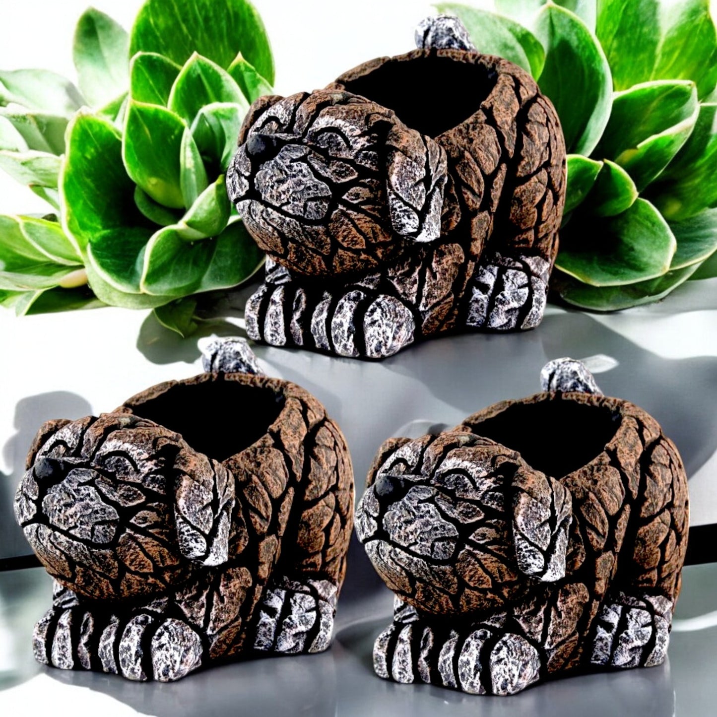 Cement Dog Planter 27cm – Brown | Garden Plant Pot – Single, Pack of 2 or 3