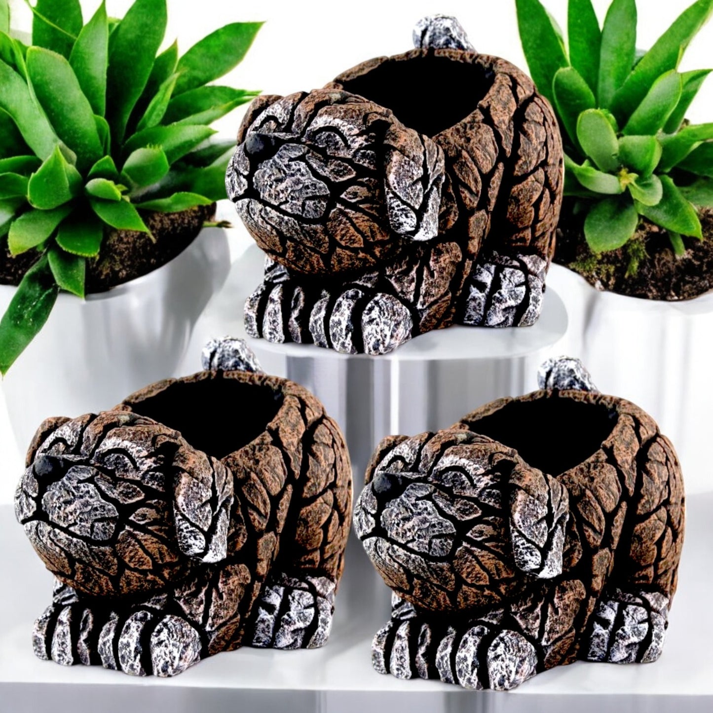Cement Dog Planter 27cm – Brown | Garden Plant Pot – Single, Pack of 2 or 3