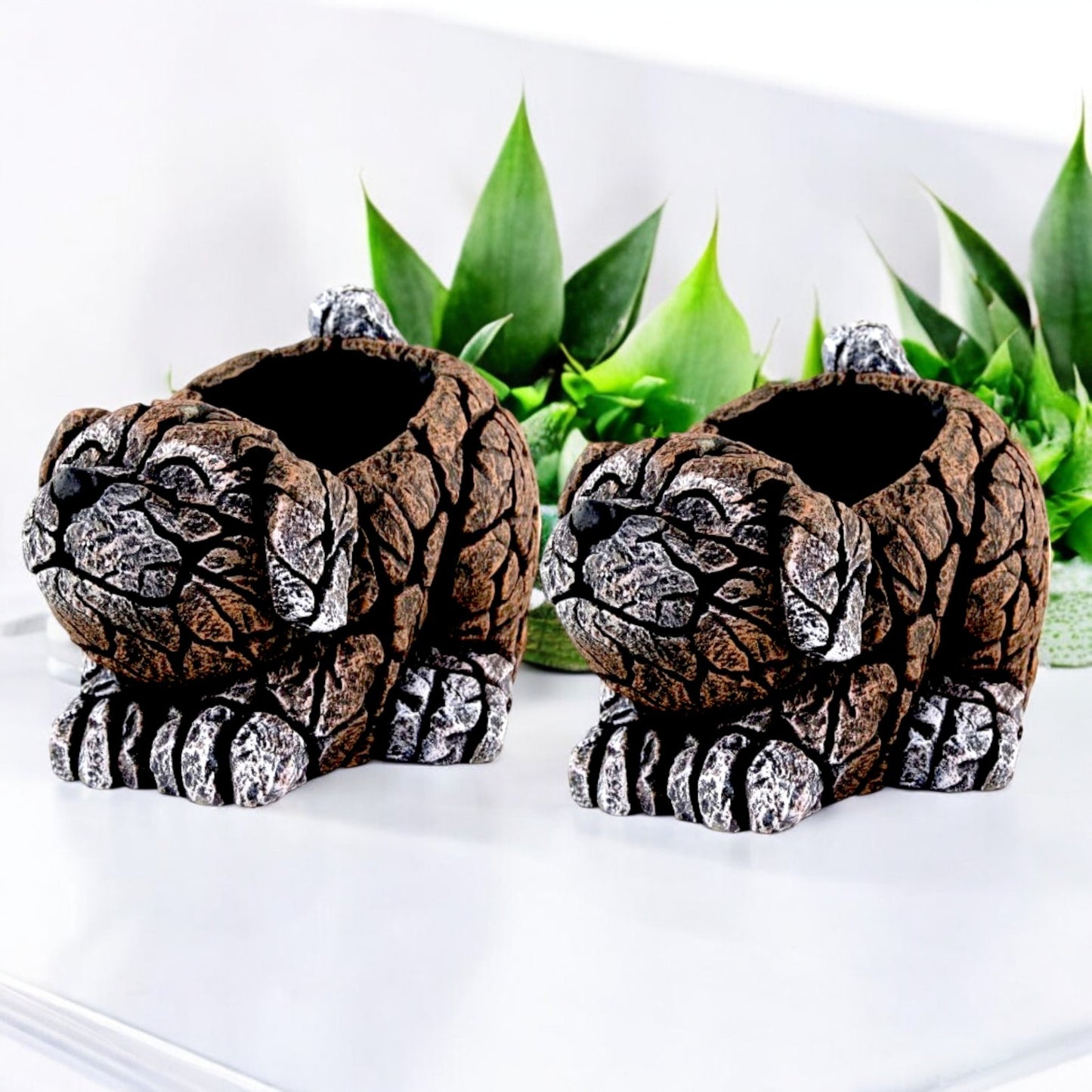 Cement Dog Planter 27cm – Brown | Garden Plant Pot – Single, Pack of 2 or 3