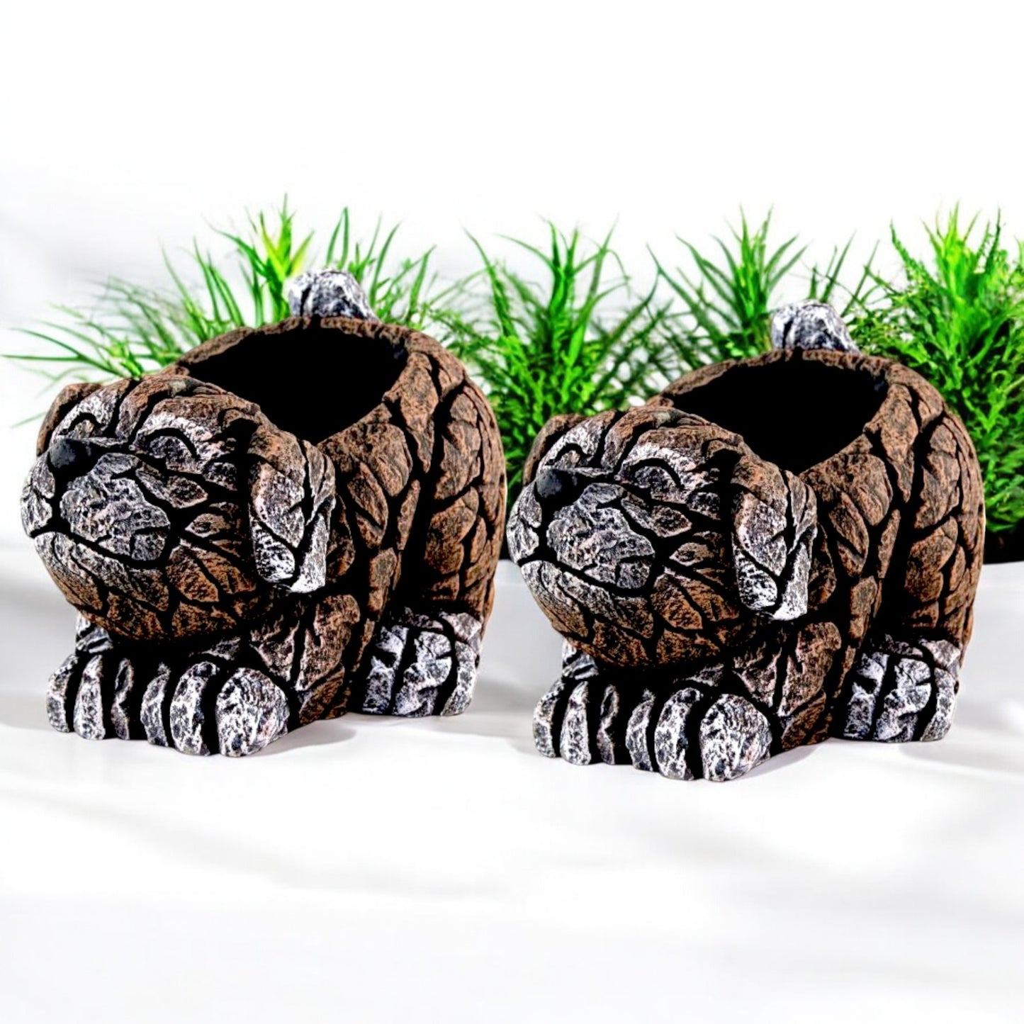 Cement Dog Planter 27cm – Brown | Garden Plant Pot – Single, Pack of 2 or 3