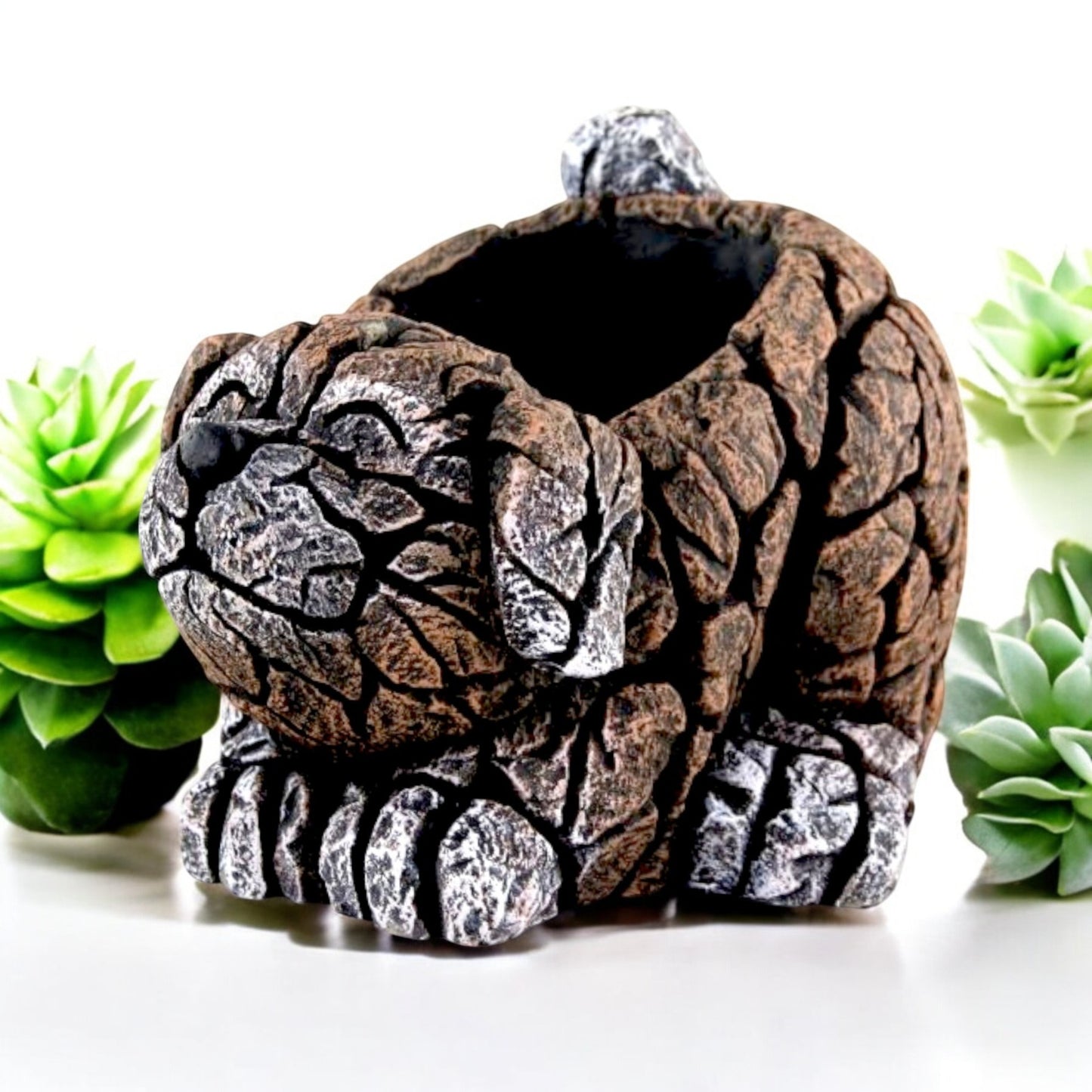 Cement Dog Planter 27cm – Brown | Garden Plant Pot – Single, Pack of 2 or 3