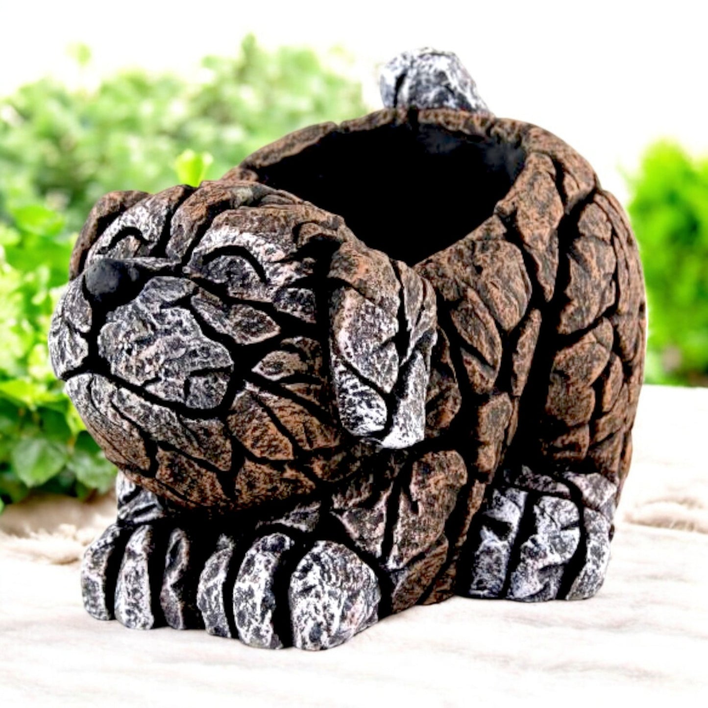 Cement Dog Planter 27cm – Brown | Garden Plant Pot – Single, Pack of 2 or 3