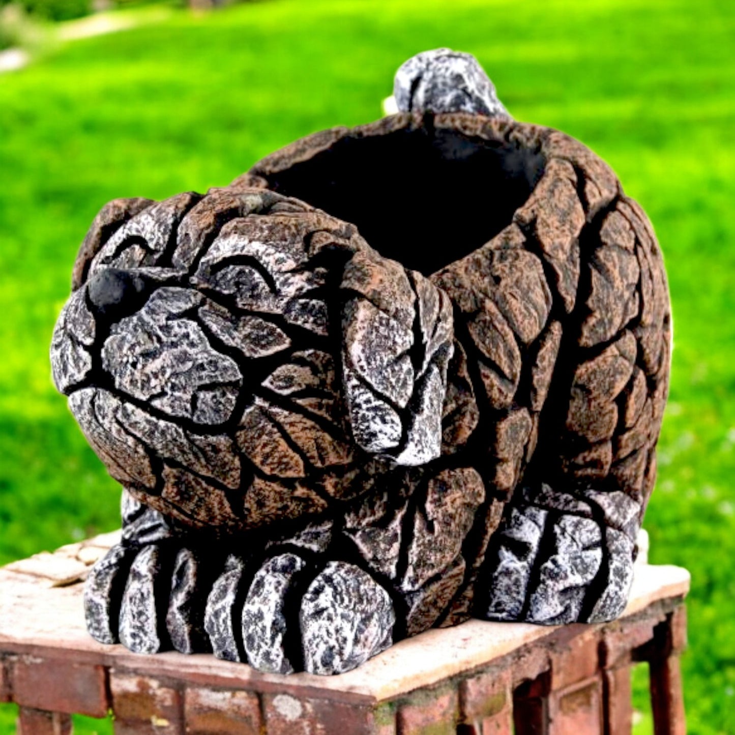 Cement Dog Planter 27cm – Brown | Garden Plant Pot – Single, Pack of 2 or 3