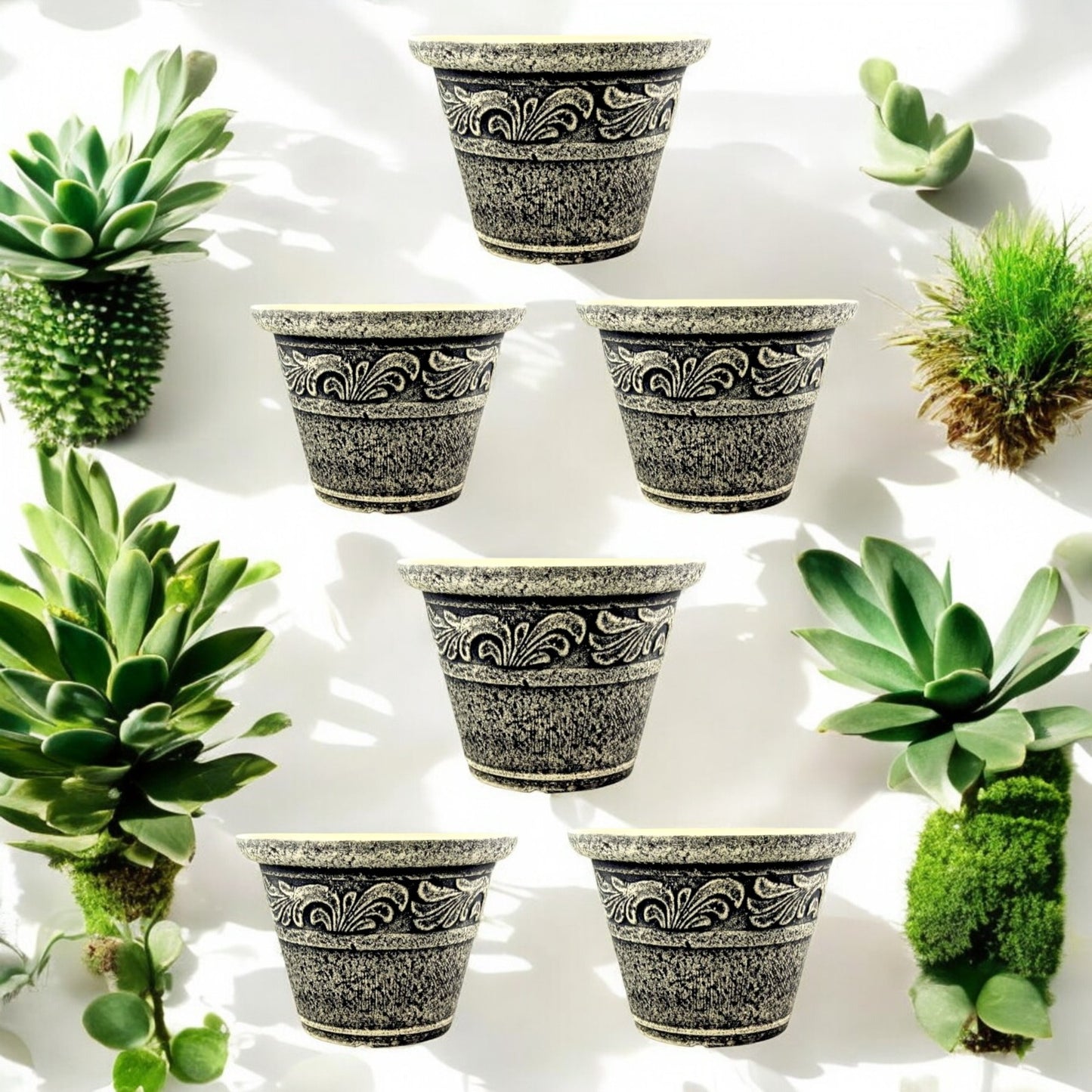 Stone Look Planter 30cm – Durable Decorative Plant Pot (Single / 2 / 6 Pack)