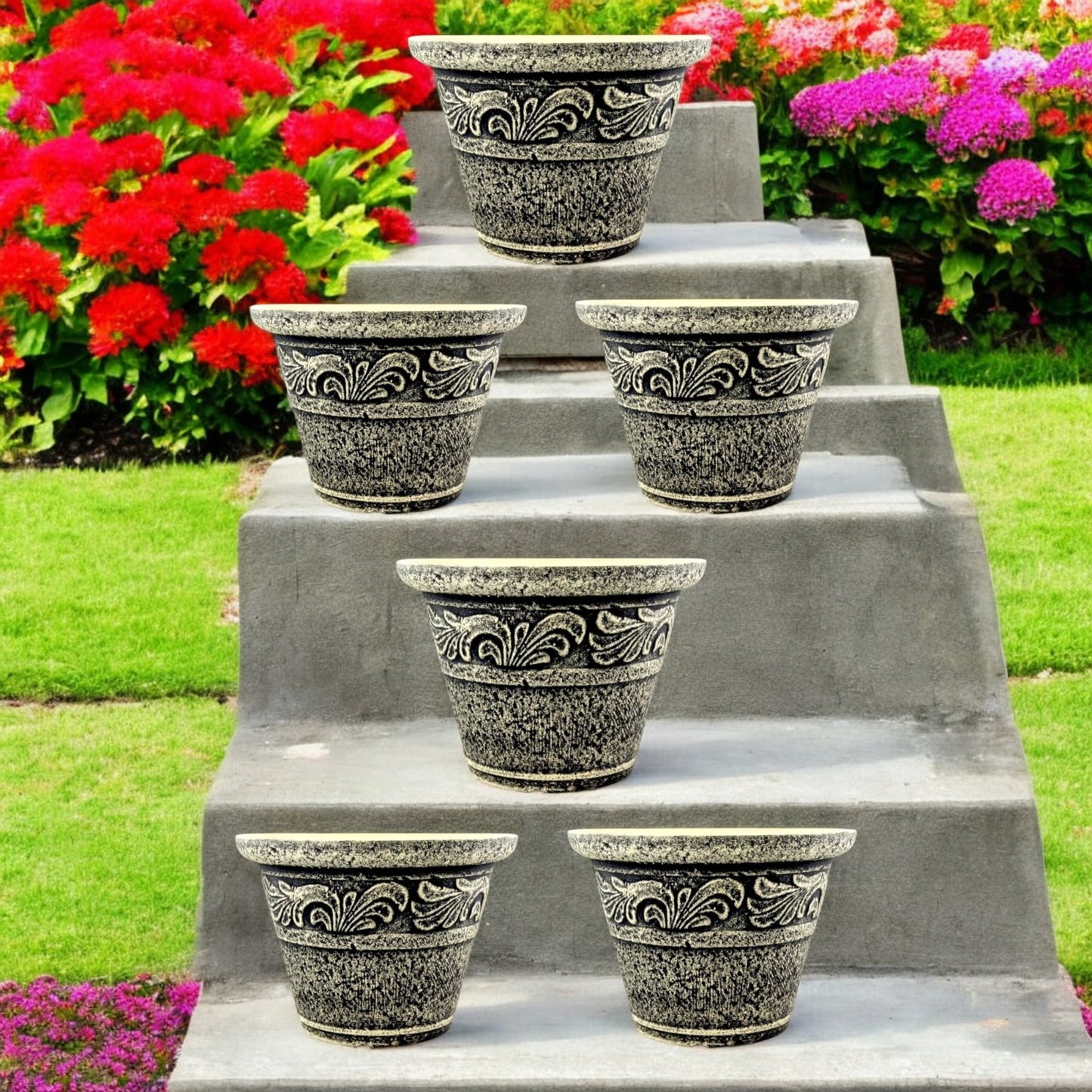 Stone Look Planter 30cm – Durable Decorative Plant Pot (Single / 2 / 6 Pack)