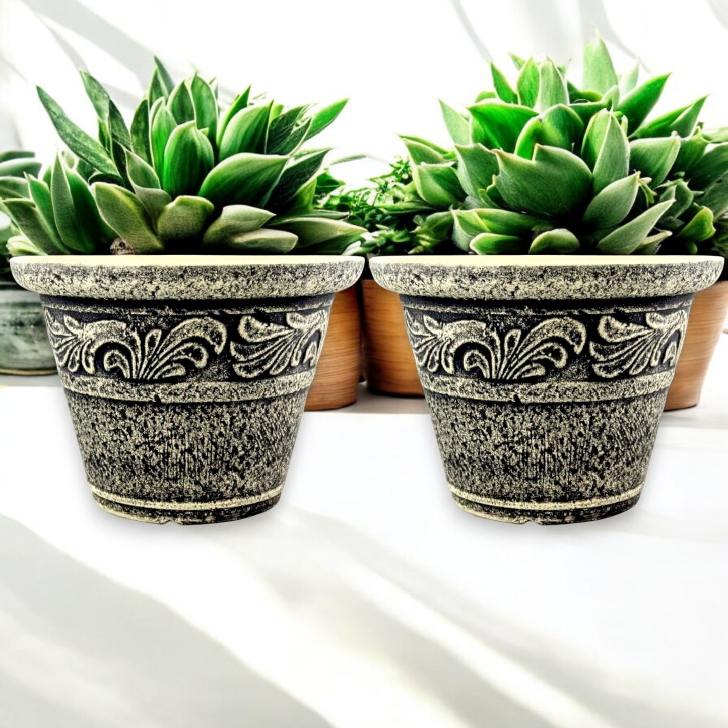 Stone Look Planter 30cm – Durable Decorative Plant Pot (Single / 2 / 6 Pack)