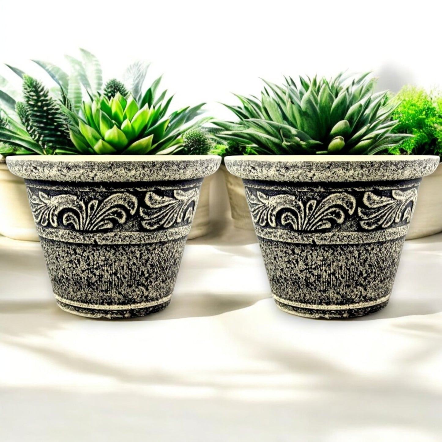 Stone Look Planter 30cm – Durable Decorative Plant Pot (Single / 2 / 6 Pack)