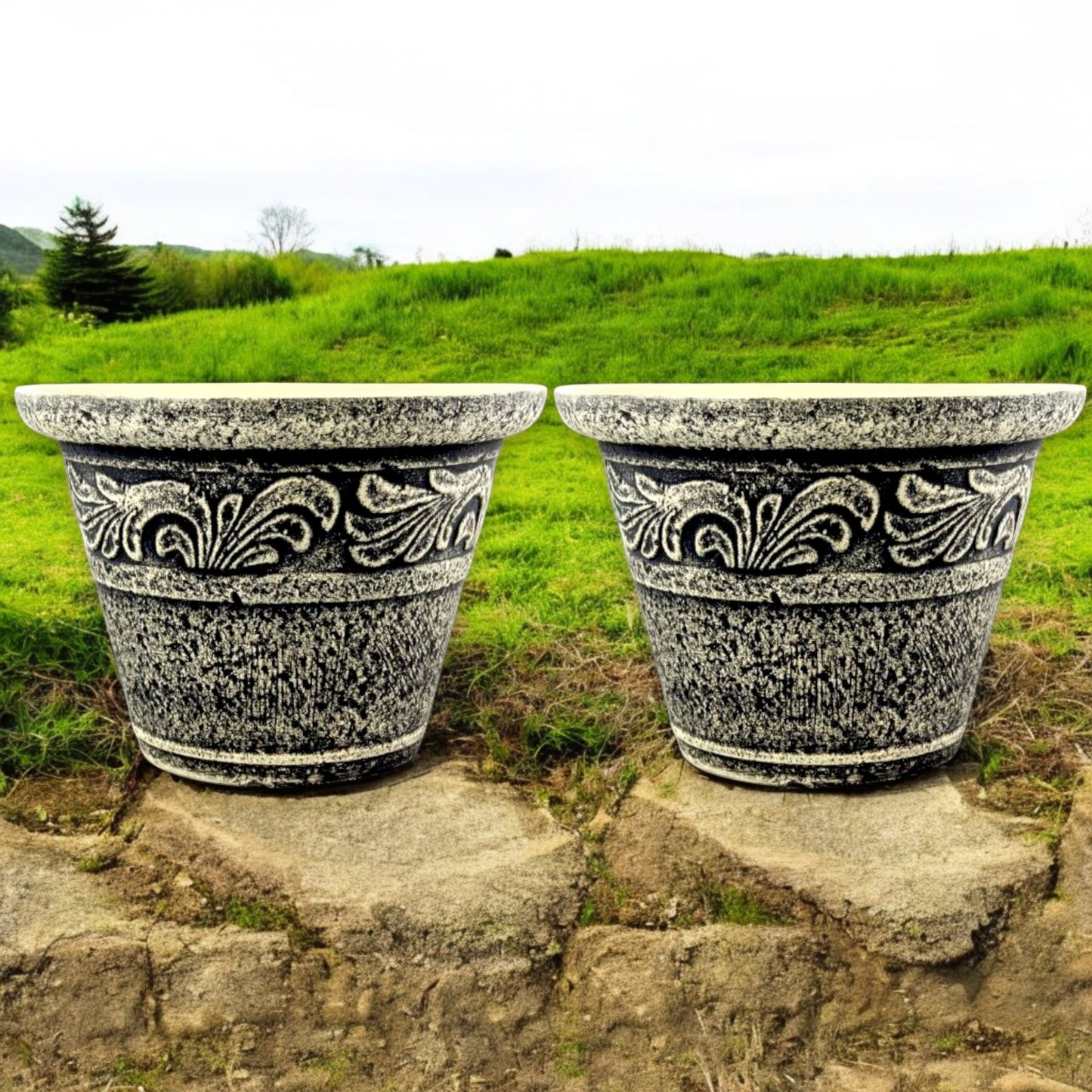 Stone Look Planter 30cm – Durable Decorative Plant Pot (Single / 2 / 6 Pack)