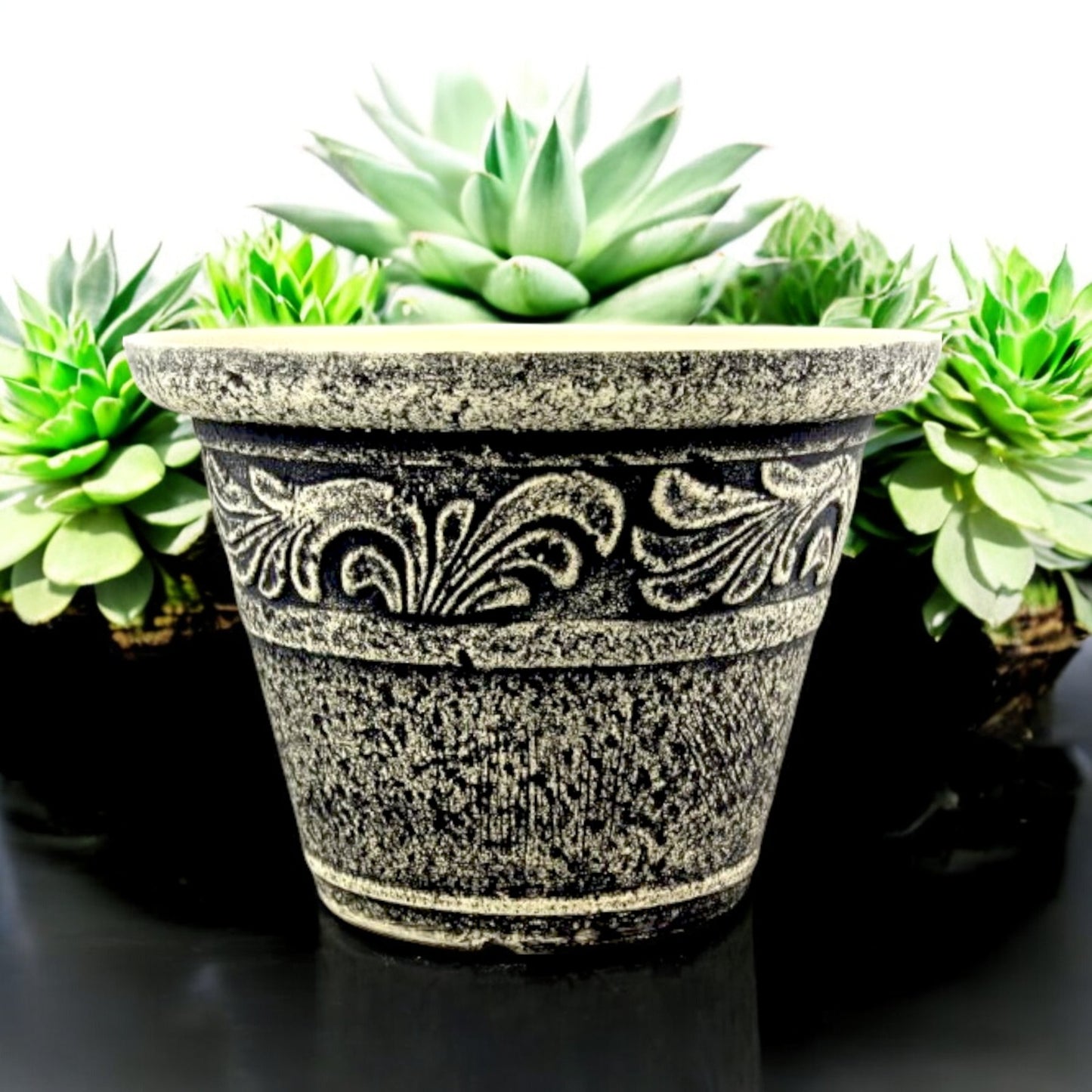 Stone Look Planter 30cm – Durable Decorative Plant Pot (Single / 2 / 6 Pack)