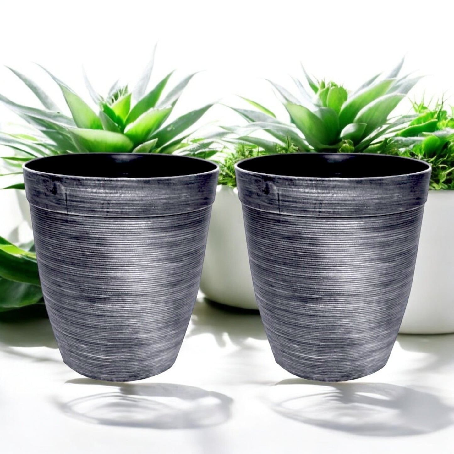 Helix Planter Tall 10" – Modern Metallic Silver Indoor & Outdoor Pot