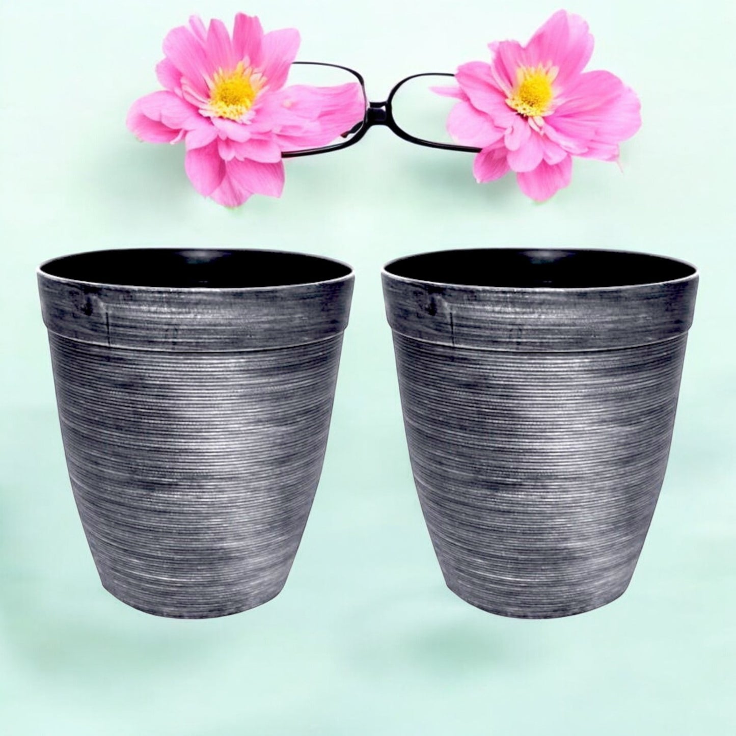 Helix Planter Tall 10" – Modern Metallic Silver Indoor & Outdoor Pot