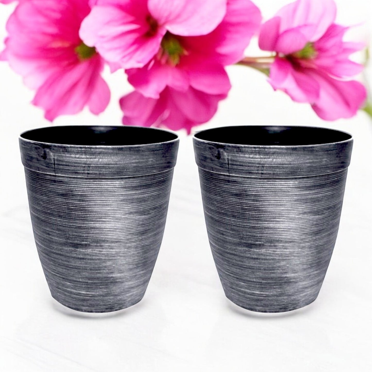 Helix Planter Tall 10" – Modern Metallic Silver Indoor & Outdoor Pot
