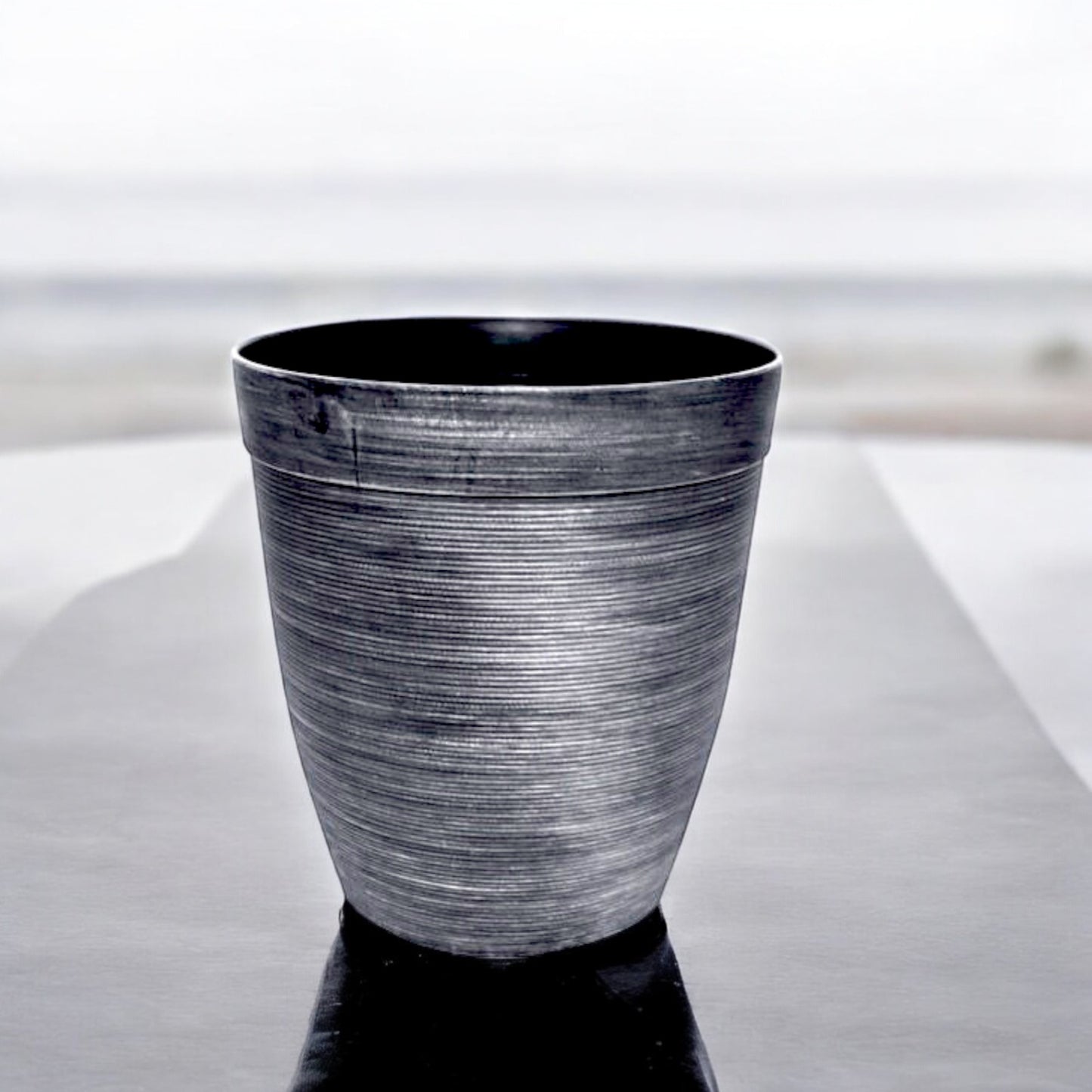 Helix Planter Tall 10" – Modern Metallic Silver Indoor & Outdoor Pot