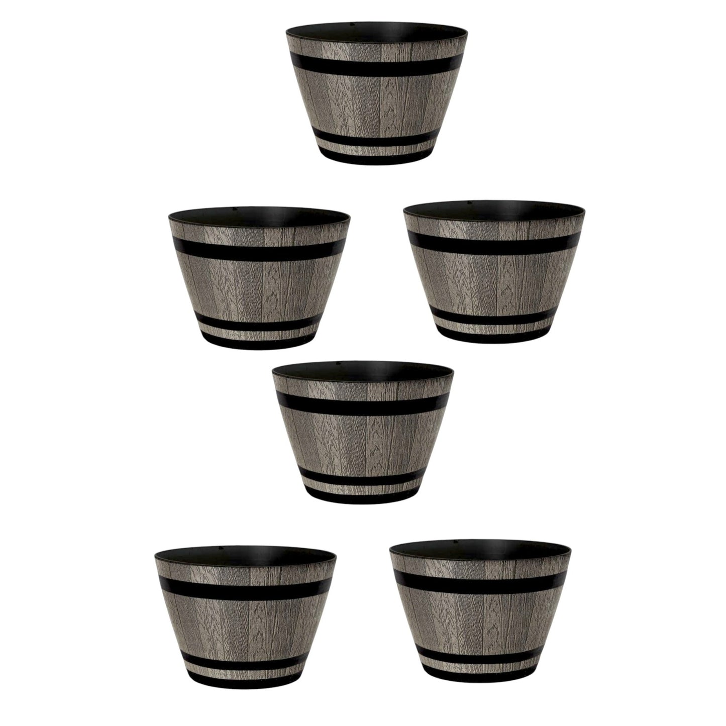 Whiskey Barrel 15" Brown Ash Planter – Rustic Garden Pot with 18.35L Capacity