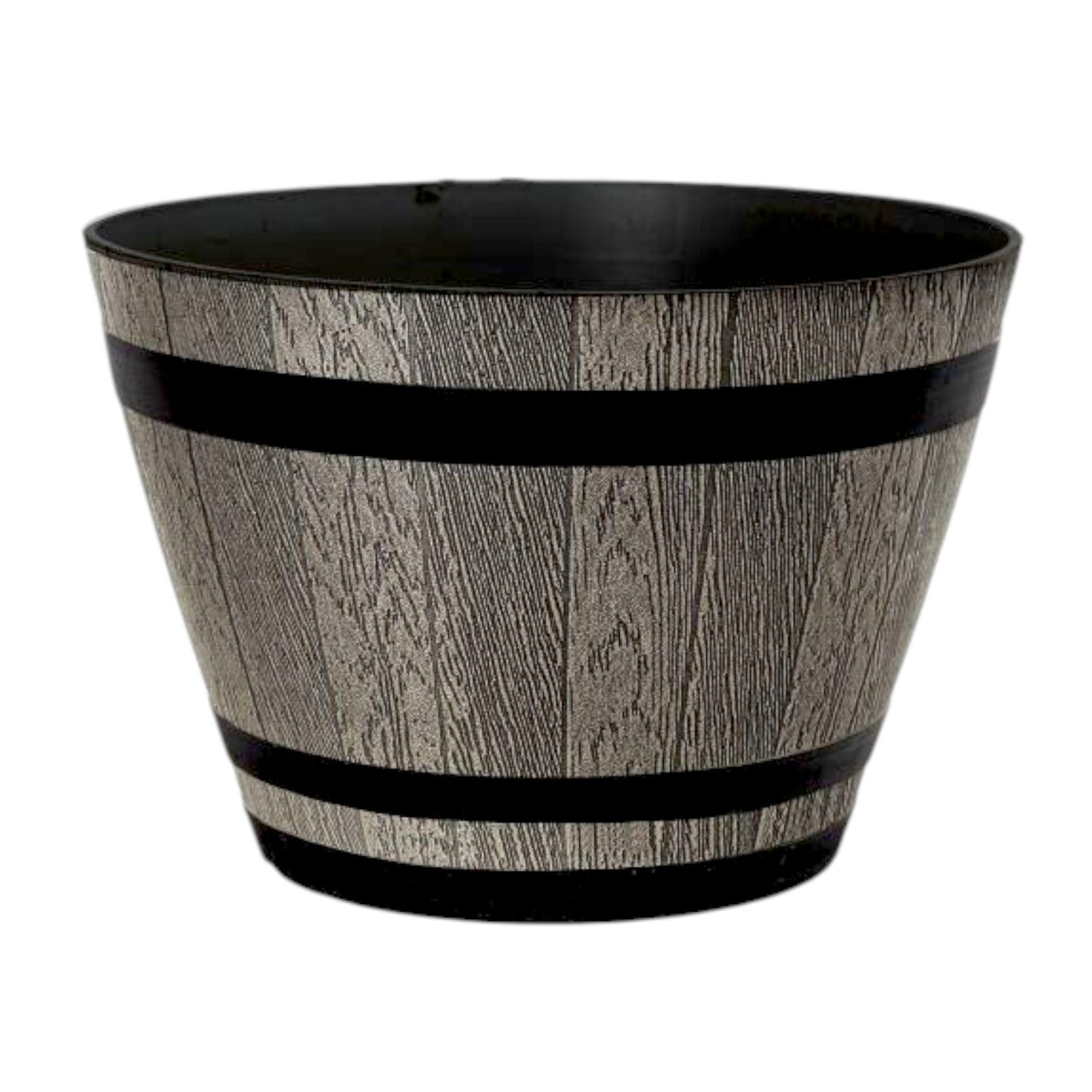 Whiskey Barrel 15" Brown Ash Planter – Rustic Garden Pot with 18.35L Capacity