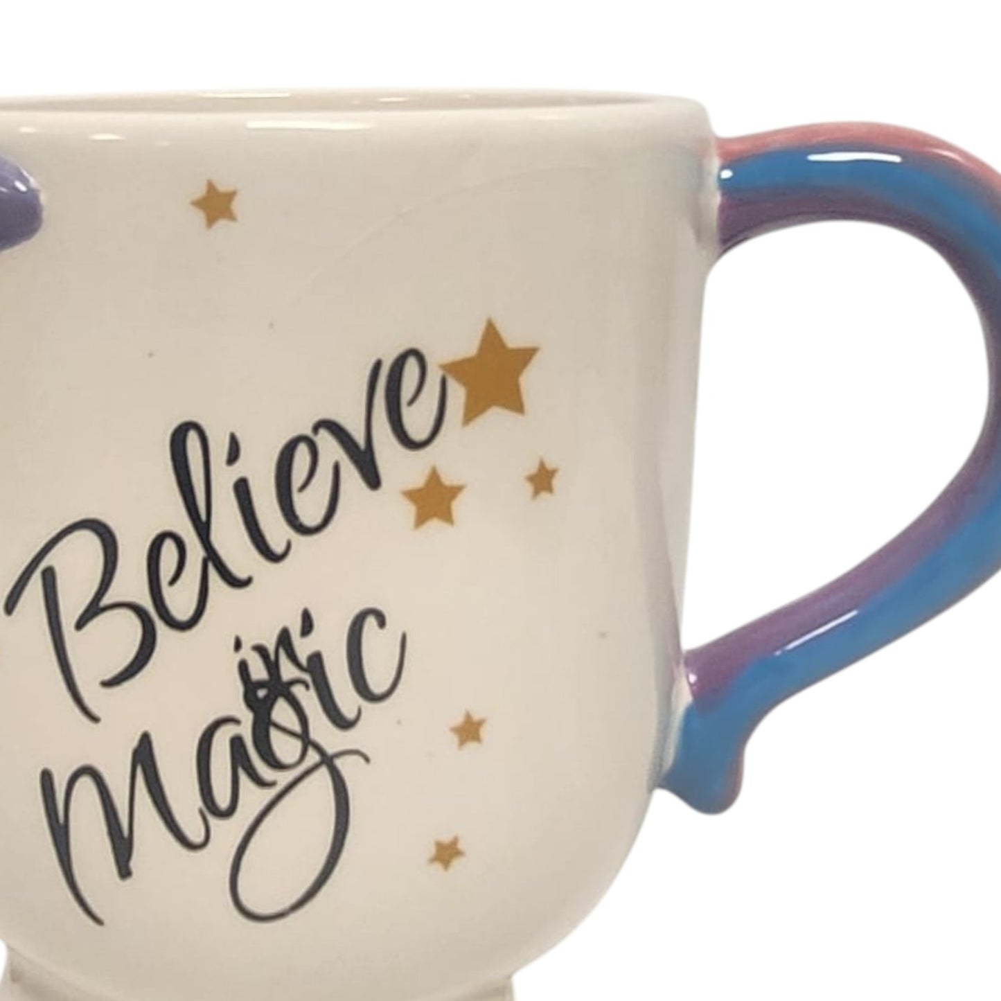 3D Unicorn Mug ‘Believe in Magic’ Ceramic Coffee Cup with Rainbow Handle Cute Gift for Girls & Unicorn Lovers (UK Exclusive)"