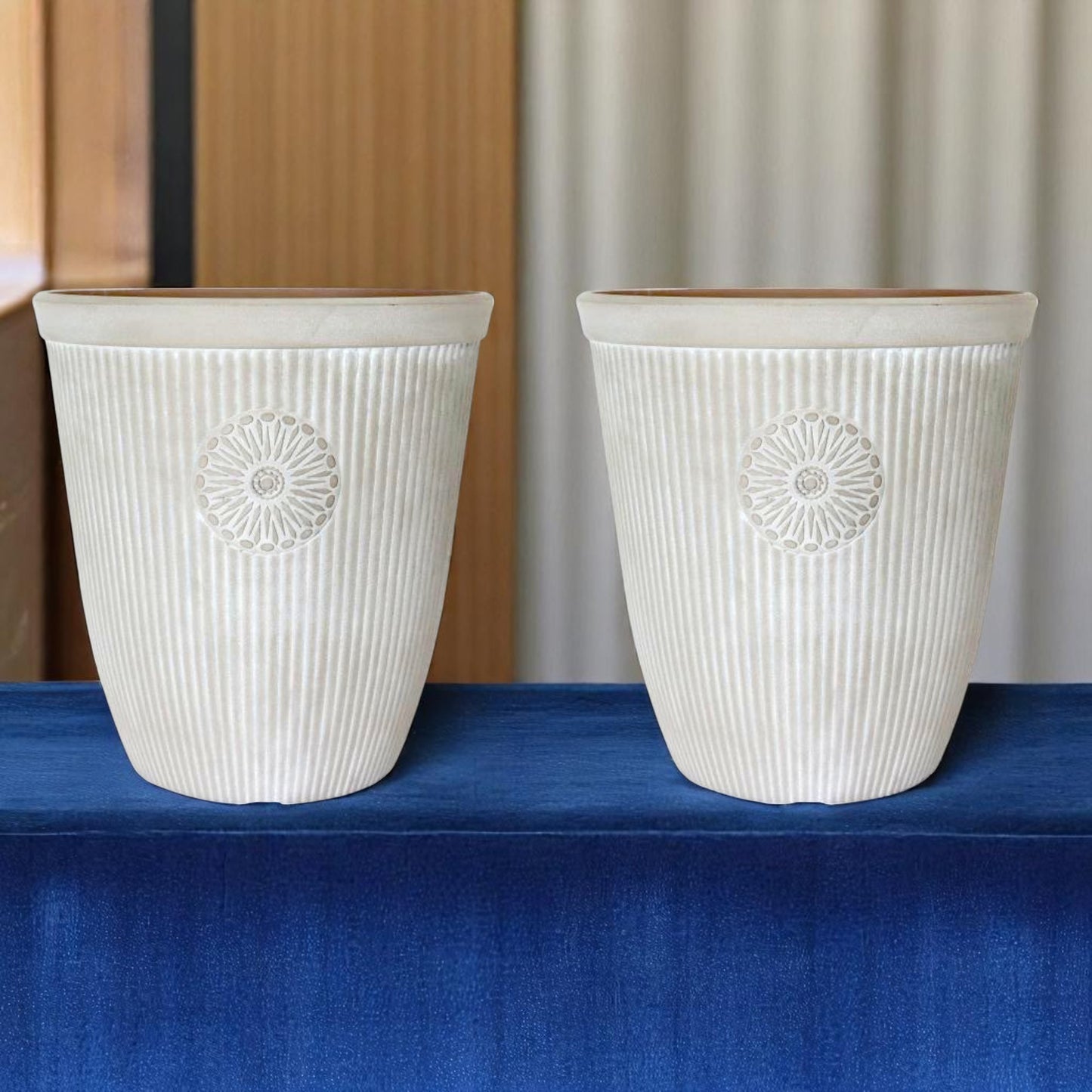 Premium Somerville Tall 16" Planter – Pebble White, 33L, UK