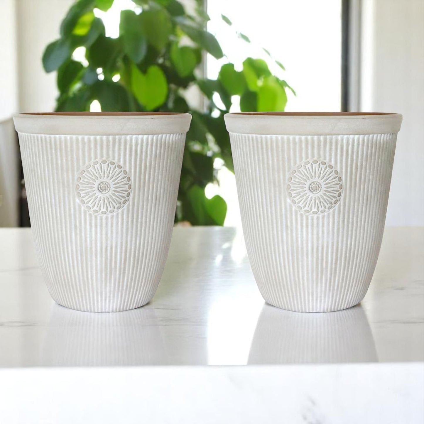 Premium Somerville Tall 16" Planter – Pebble White, 33L, UK