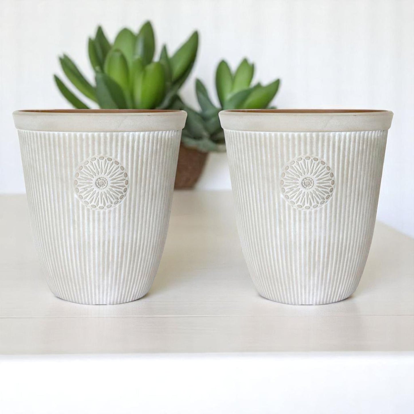 Premium Somerville Tall 16" Planter – Pebble White, 33L, UK
