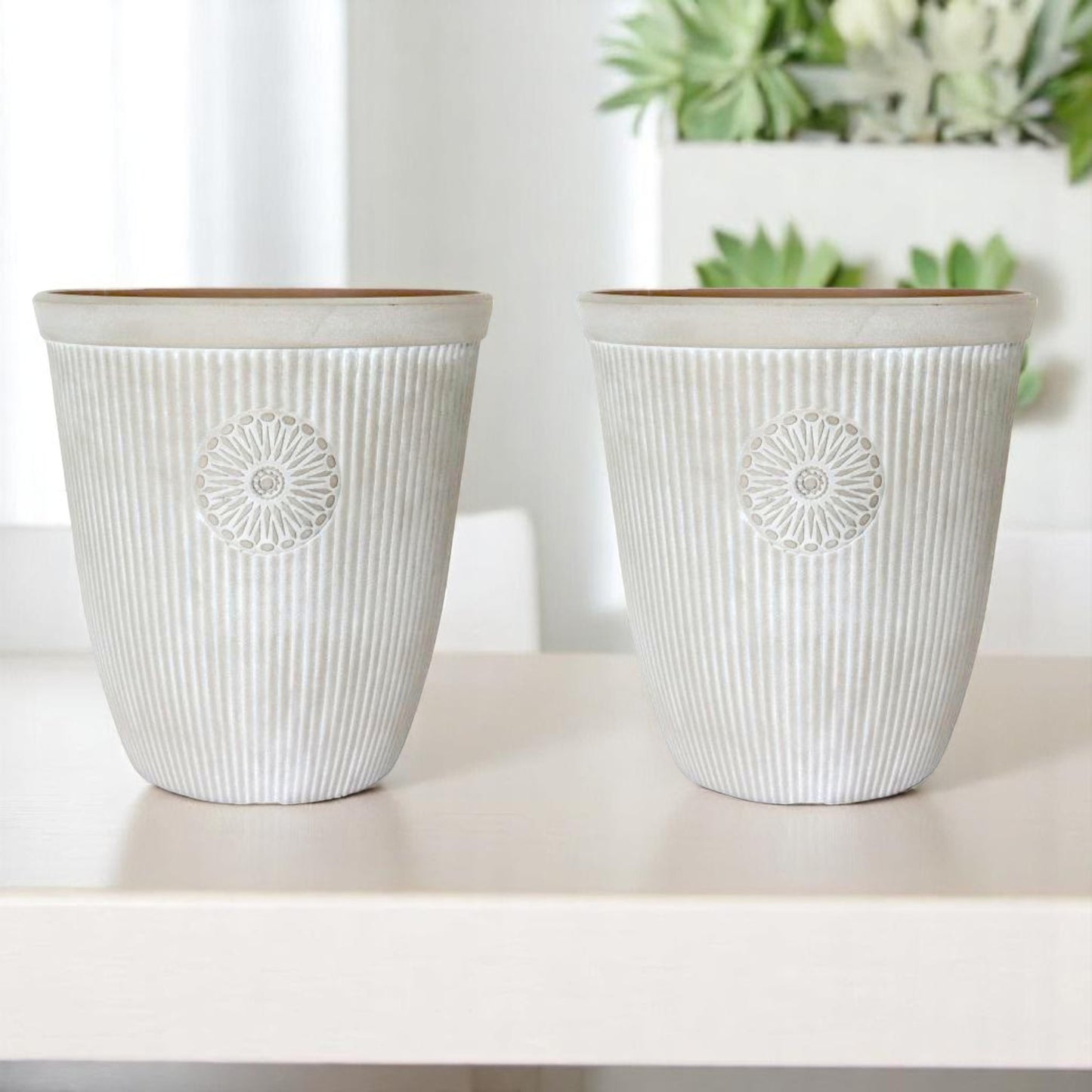 Premium Somerville Tall 16" Planter – Pebble White, 33L, UK
