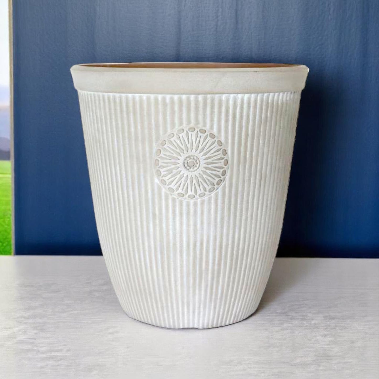 Premium Somerville Tall 16" Planter – Pebble White, 33L, UK