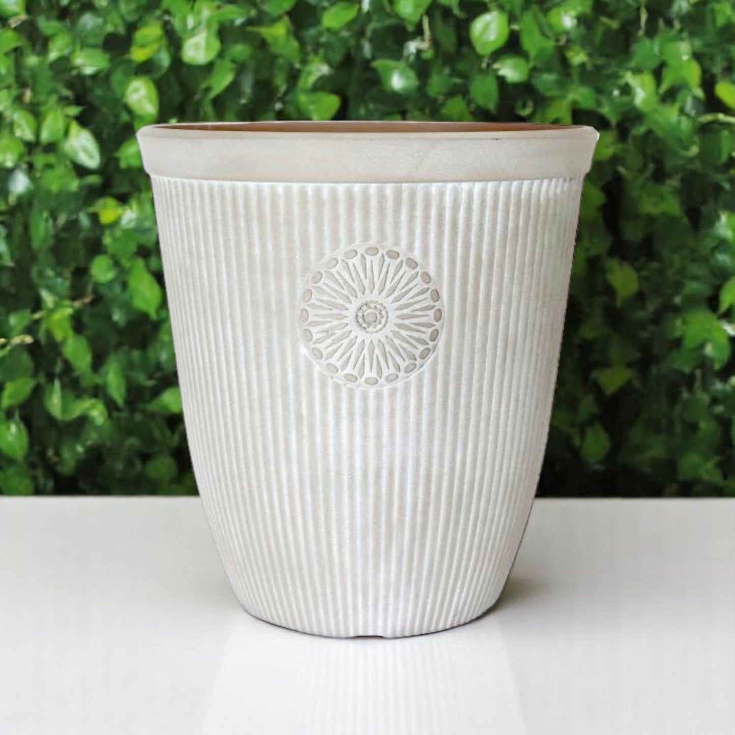 Premium Somerville Tall 16" Planter – Pebble White, 33L, UK