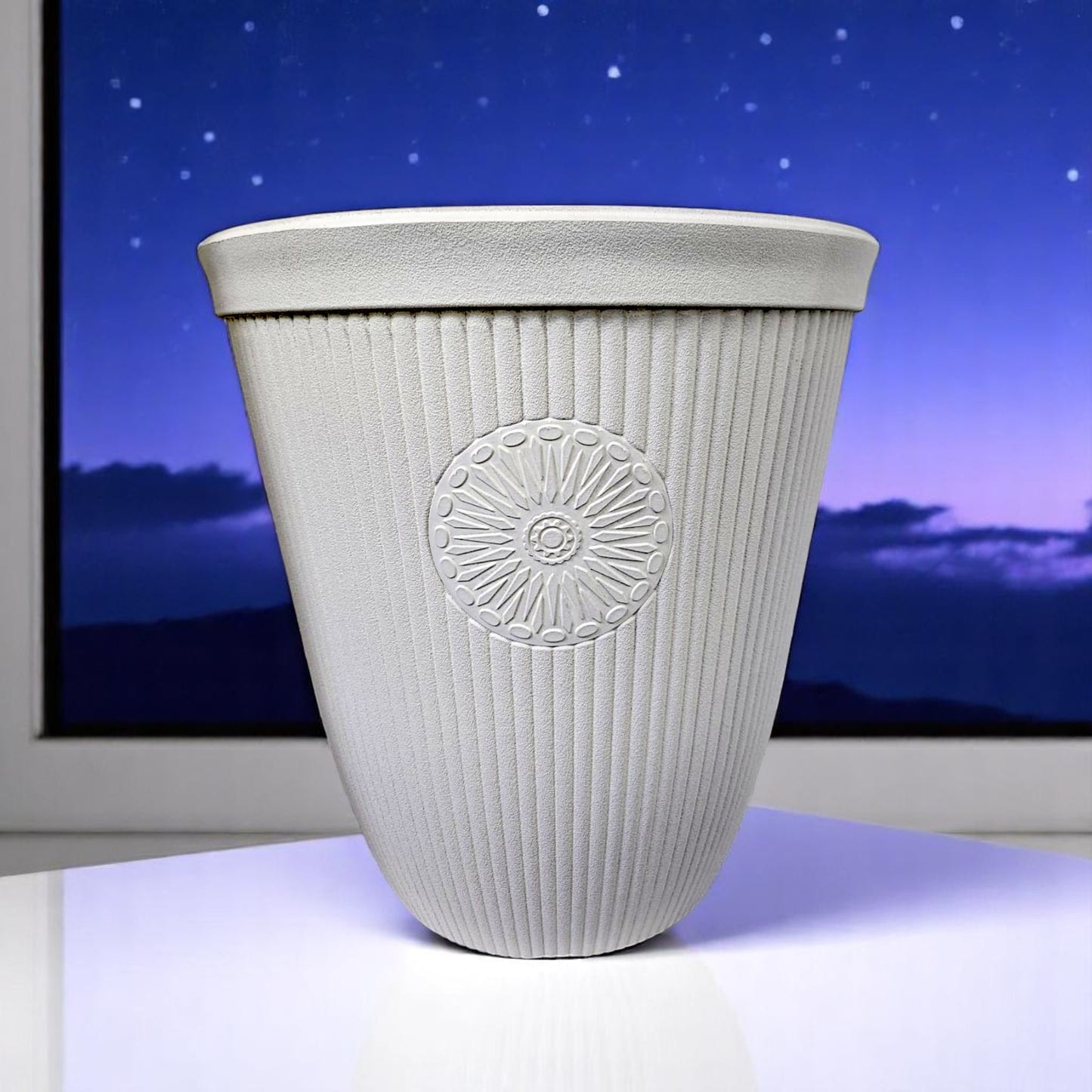 Premium Somerville Tall 16" Planter – Pebble White, 33L, UK