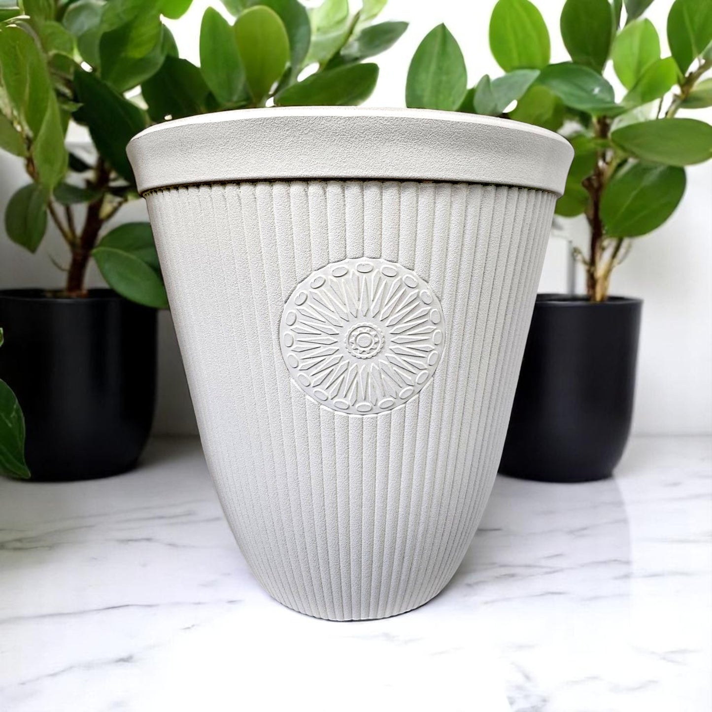 Premium Somerville Tall 16" Planter – Pebble White, 33L, UK