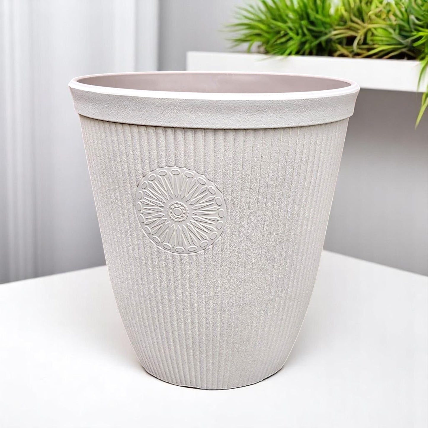 Premium Somerville Tall 16" Planter – Pebble White, 33L, UK