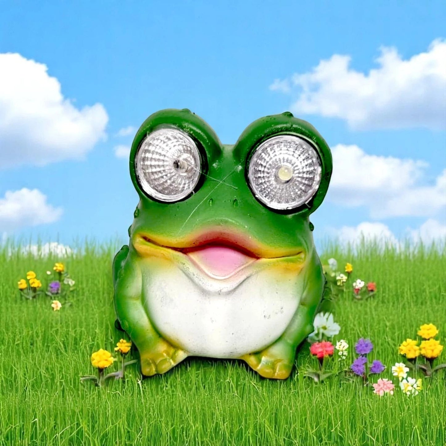 Cute Owl & Frog Solar Garden Lights – Animal LED Eye Ornaments (Pack of 2, 8x9cm)