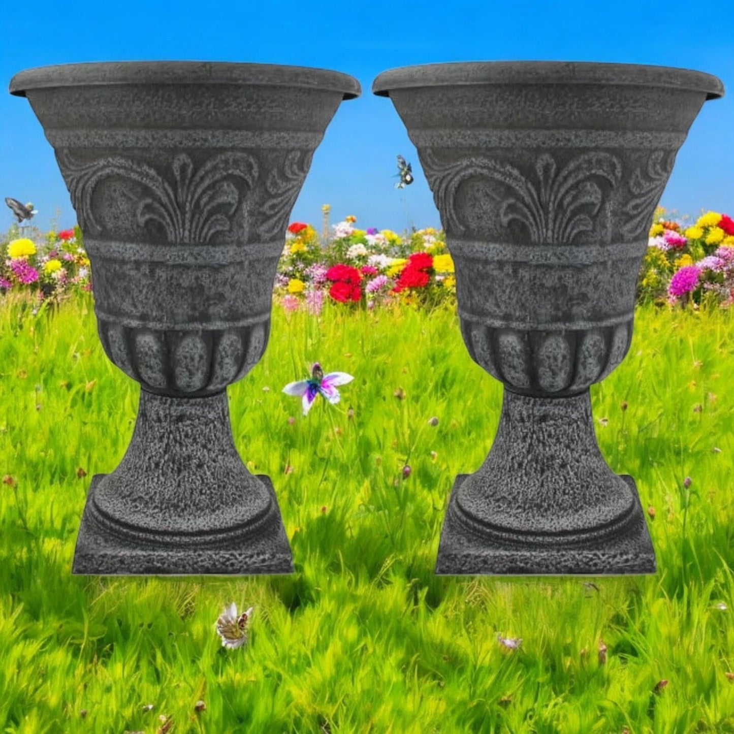 Antique-Style Garden Urn Planter – Large Outdoor Vase for Plants (Single or Pair)