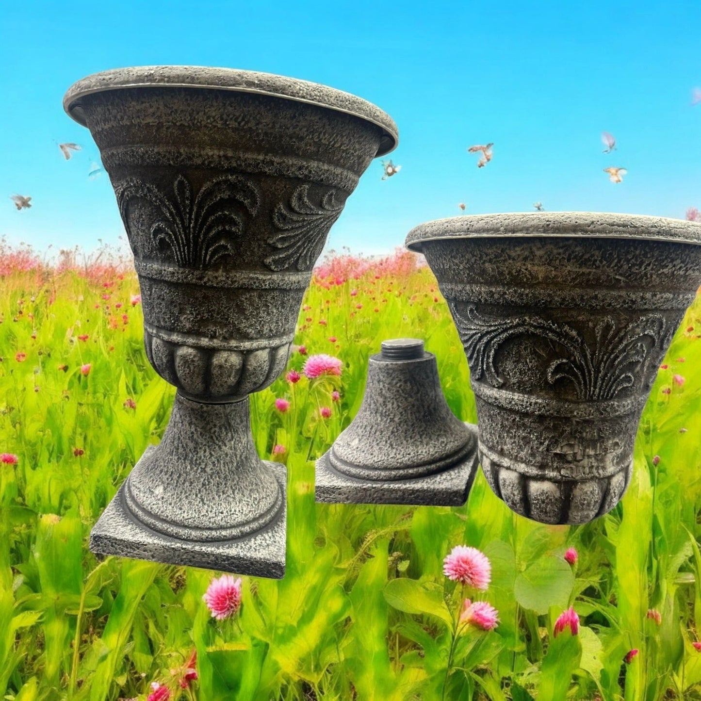 Antique-Style Garden Urn Planter – Large Outdoor Vase for Plants (Single or Pair)