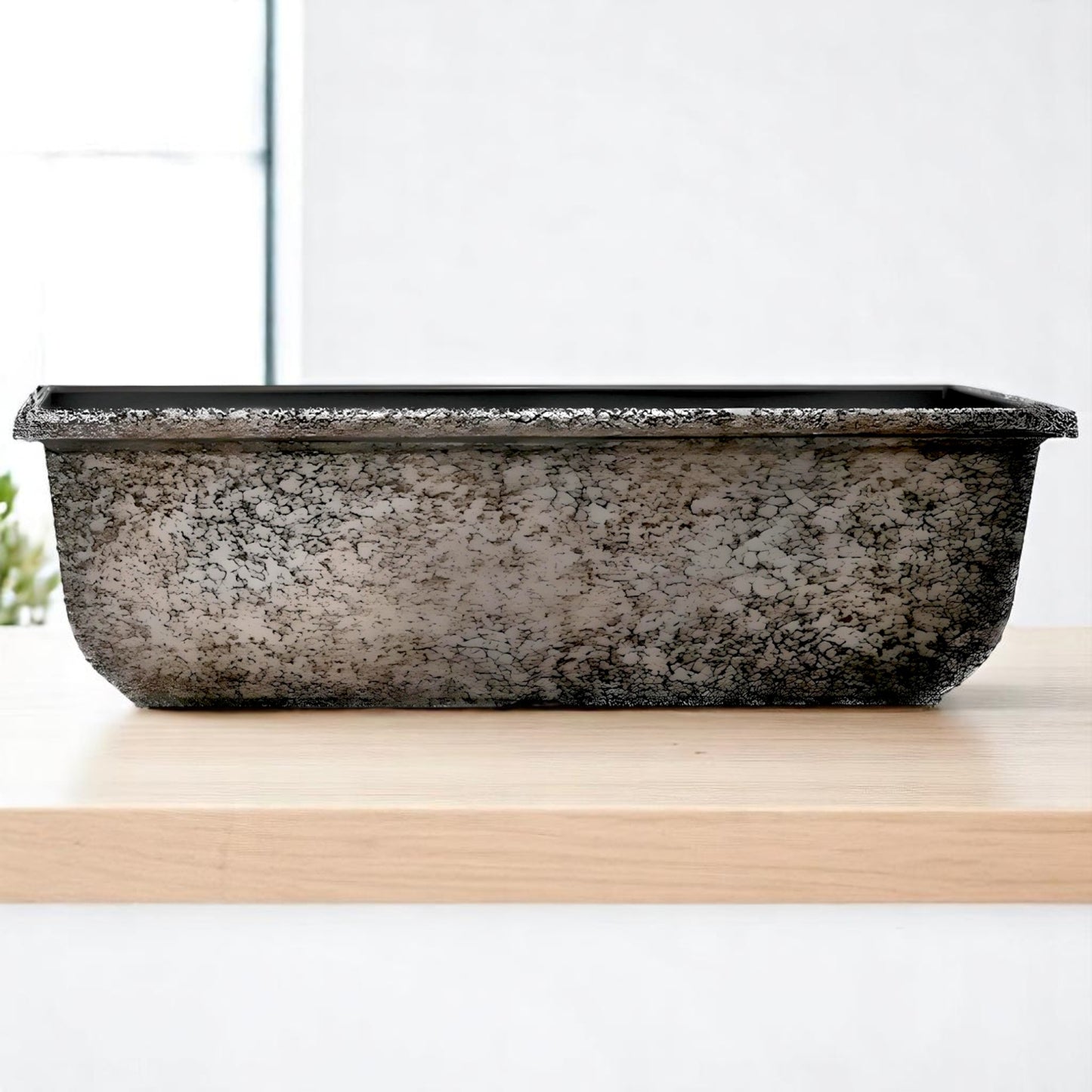 Sadie 24" Grey Clay Window Box Planter – Lightweight Plastic Trough for Outdoor & Indoor Use (Single / Pack of 2)