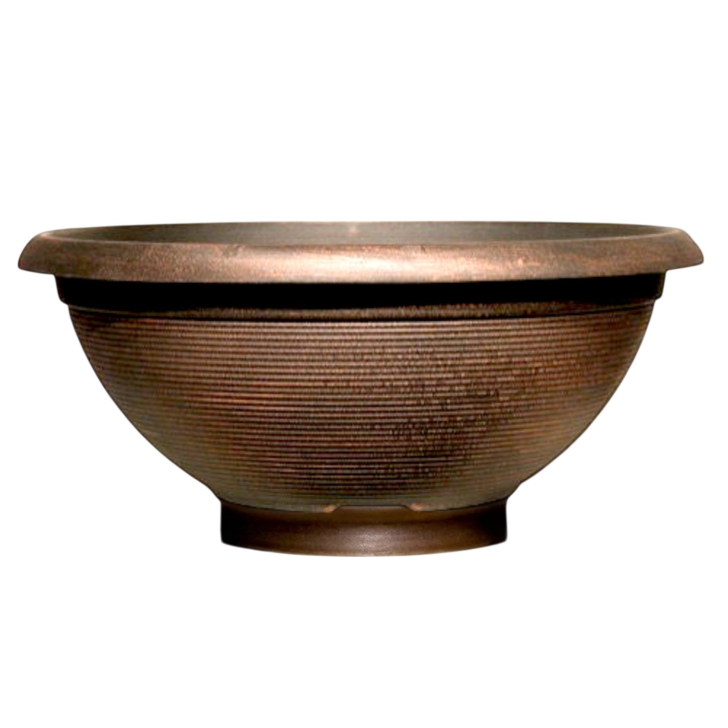 17" Helix Bowl Planter – Warm Copper Finish with Drainage Hole | Indoor & Outdoor