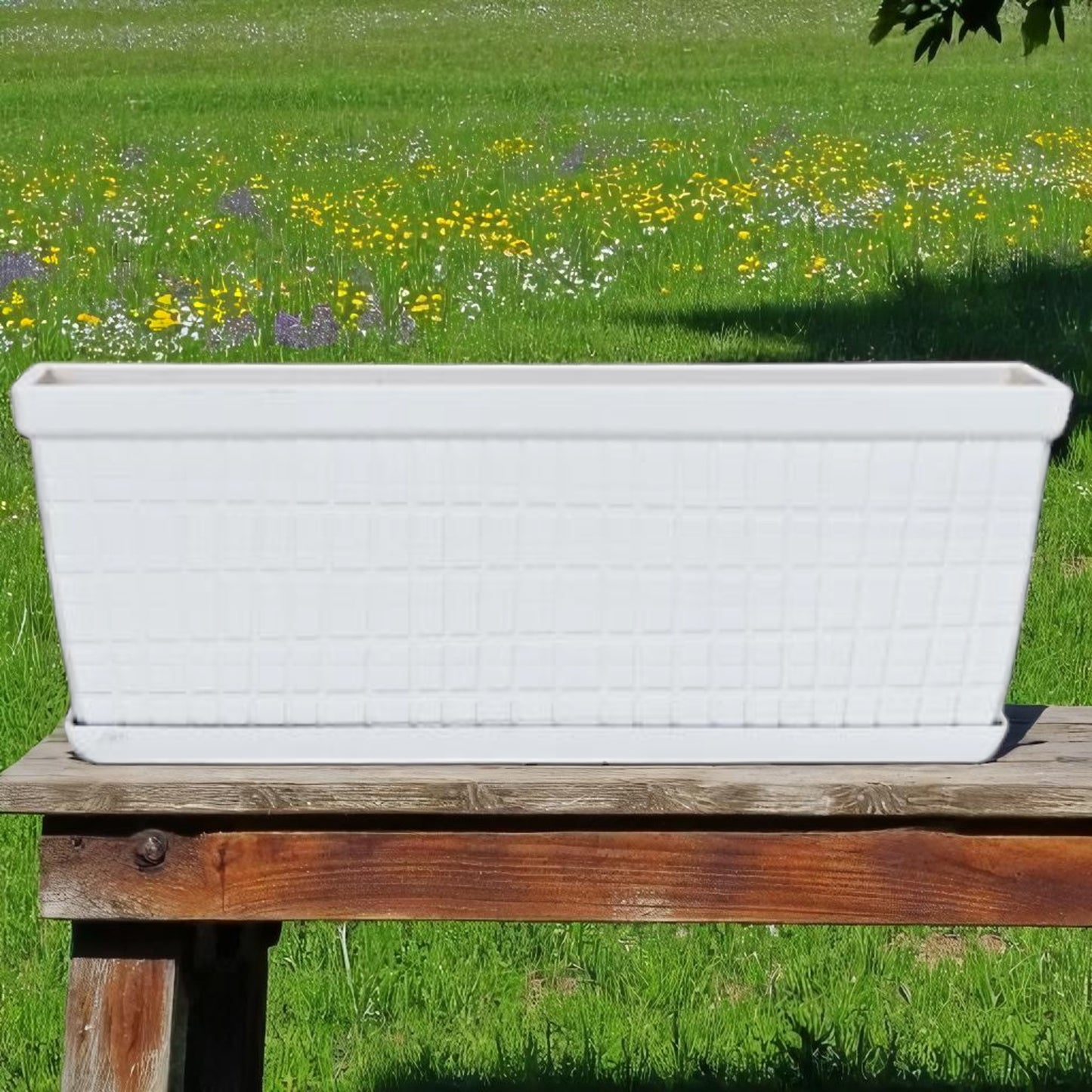 13" Cotton White Window Box Planter – Lightweight Plastic Garden Pot (Single / 3 / 8 Pack)