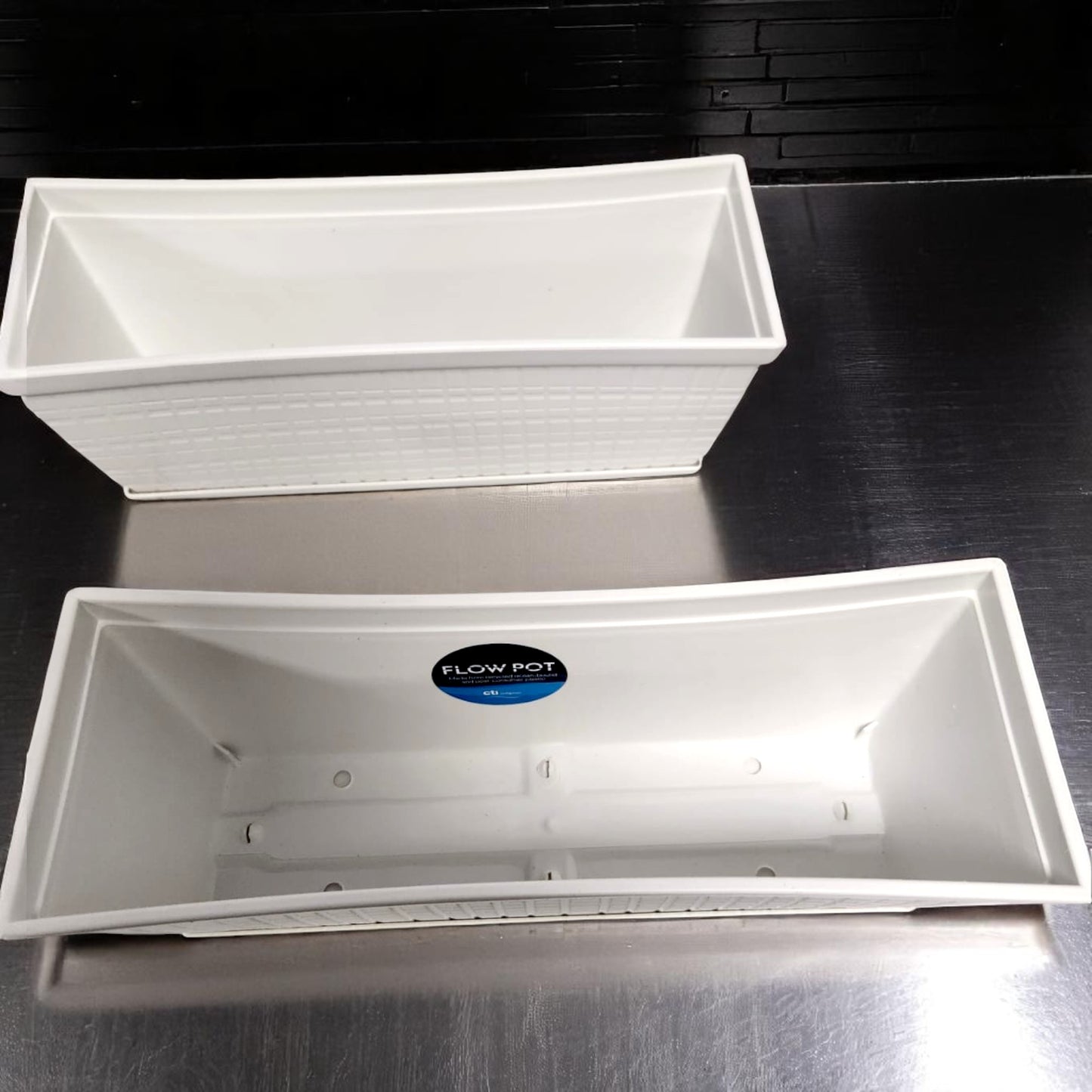 13" Cotton White Window Box Planter – Lightweight Plastic Garden Pot (Single / 3 / 8 Pack)