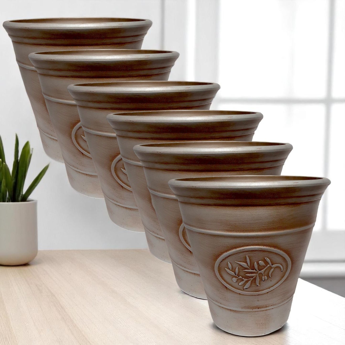 Decorative Olive Planter Pot 30cm – Silver & Gold Finish | Single, Pack of 2 or 6