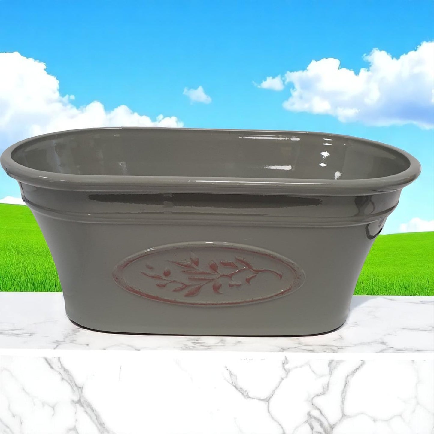 Olive Trough Planter 38cm – Green or Grey | Single or Pack of 2 | Plastic Garden Pot