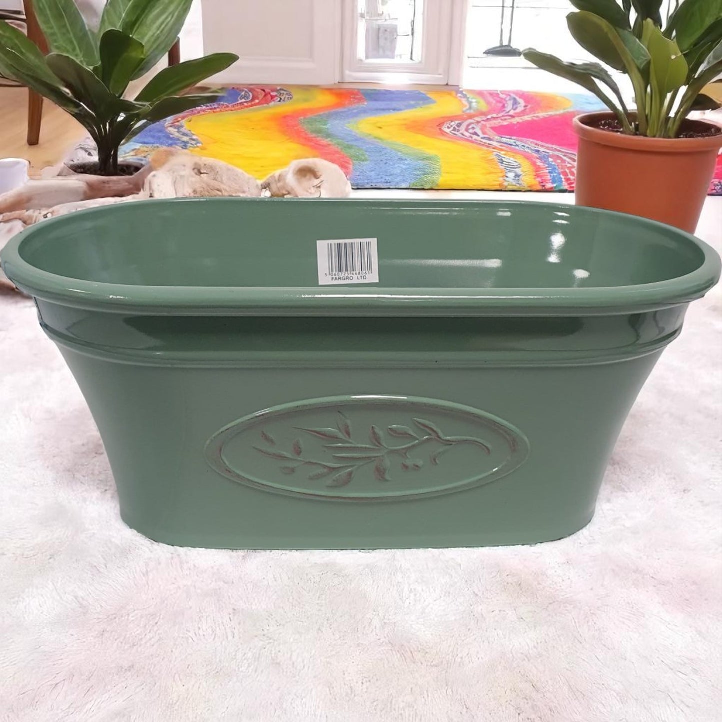 Olive Trough Planter 38cm – Green or Grey | Single or Pack of 2 | Plastic Garden Pot