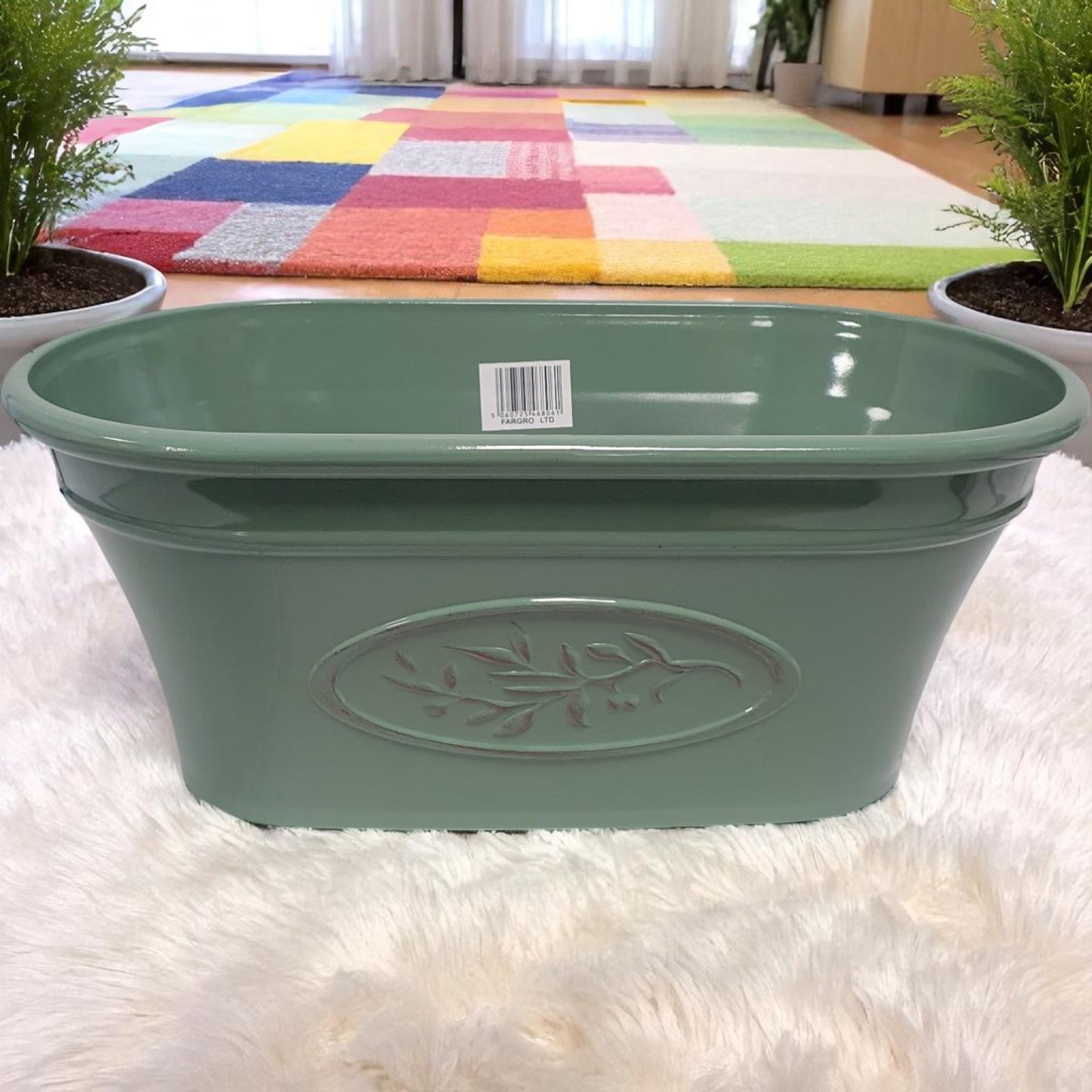 Olive Trough Planter 38cm – Green or Grey | Single or Pack of 2 | Plastic Garden Pot