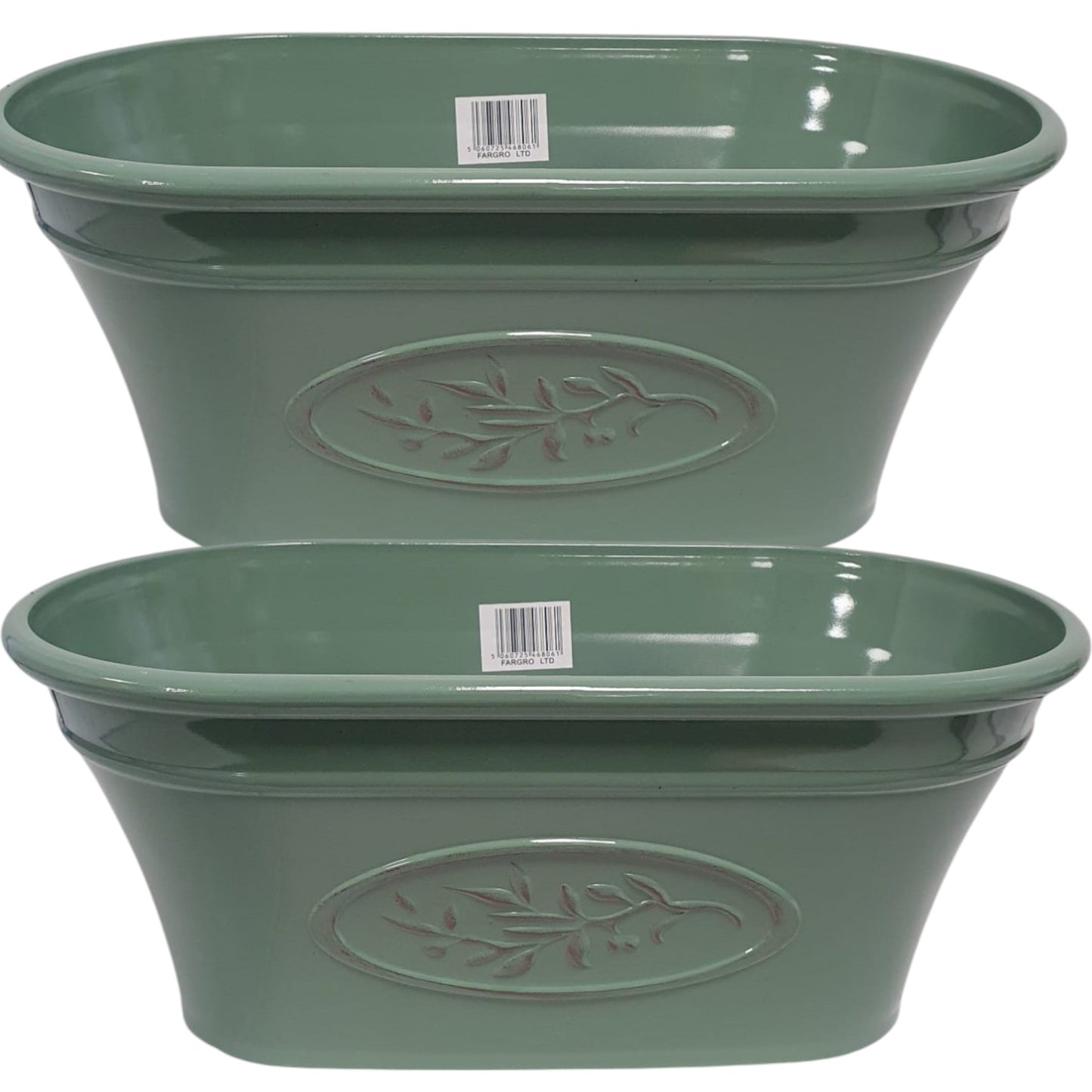 Olive Trough Planter 38cm – Green or Grey | Single or Pack of 2 | Plastic Garden Pot