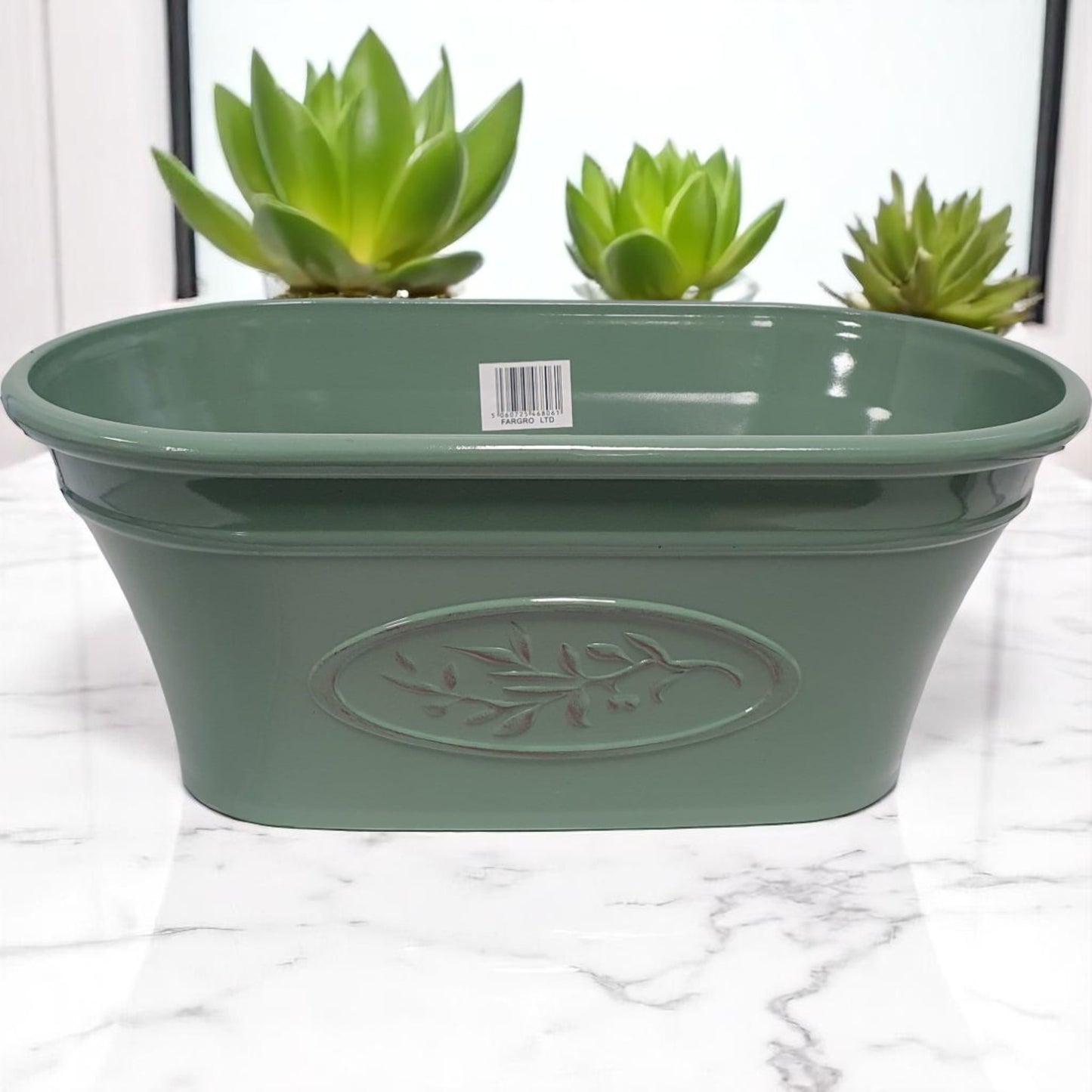 Olive Trough Planter 38cm – Green or Grey | Single or Pack of 2 | Plastic Garden Pot