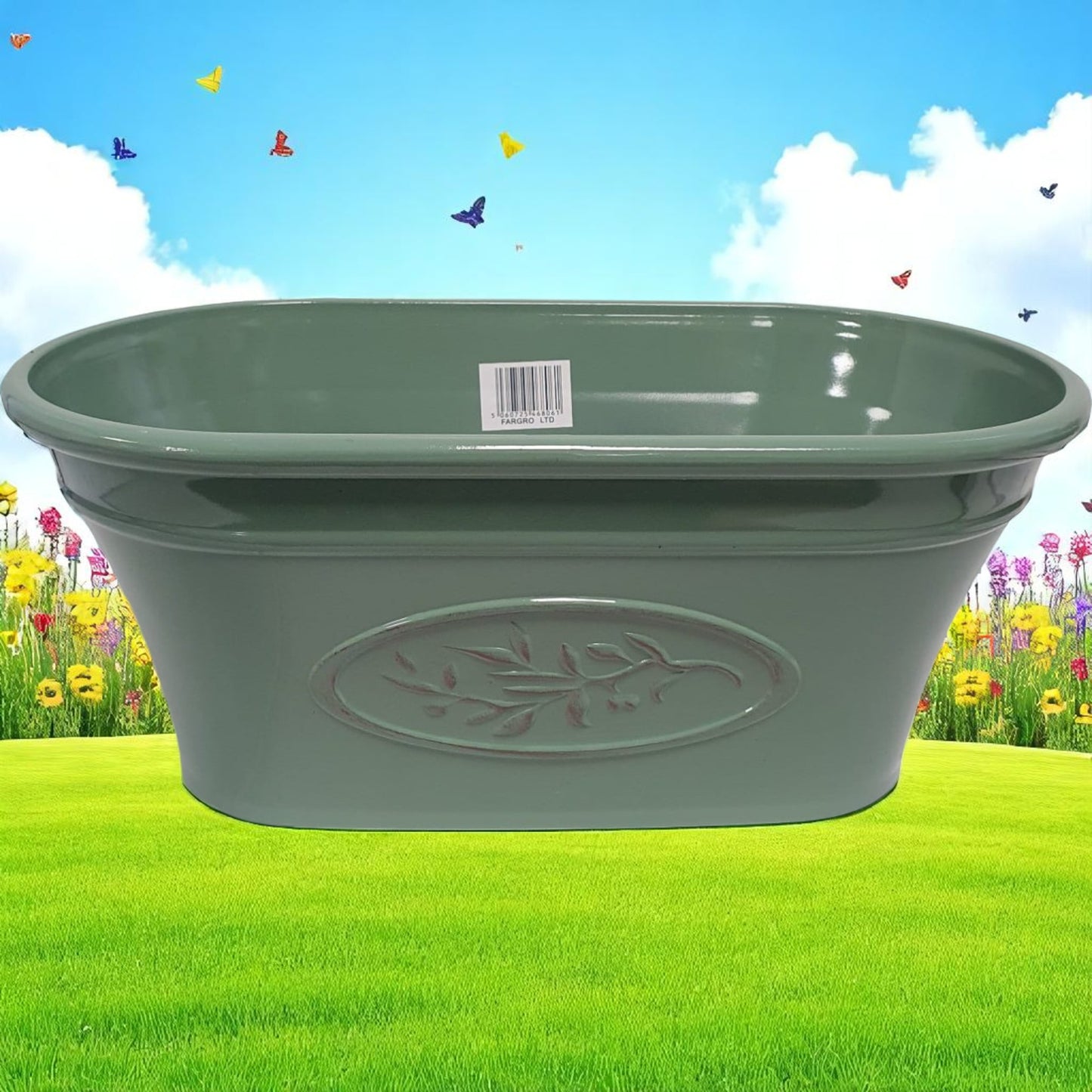 Olive Trough Planter 38cm – Green or Grey | Single or Pack of 2 | Plastic Garden Pot