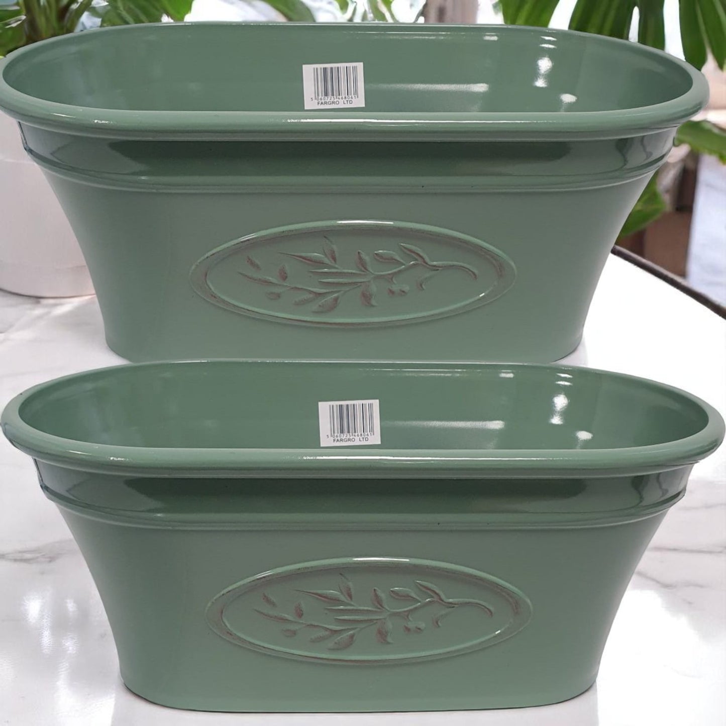 Olive Trough Planter 38cm – Green or Grey | Single or Pack of 2 | Plastic Garden Pot
