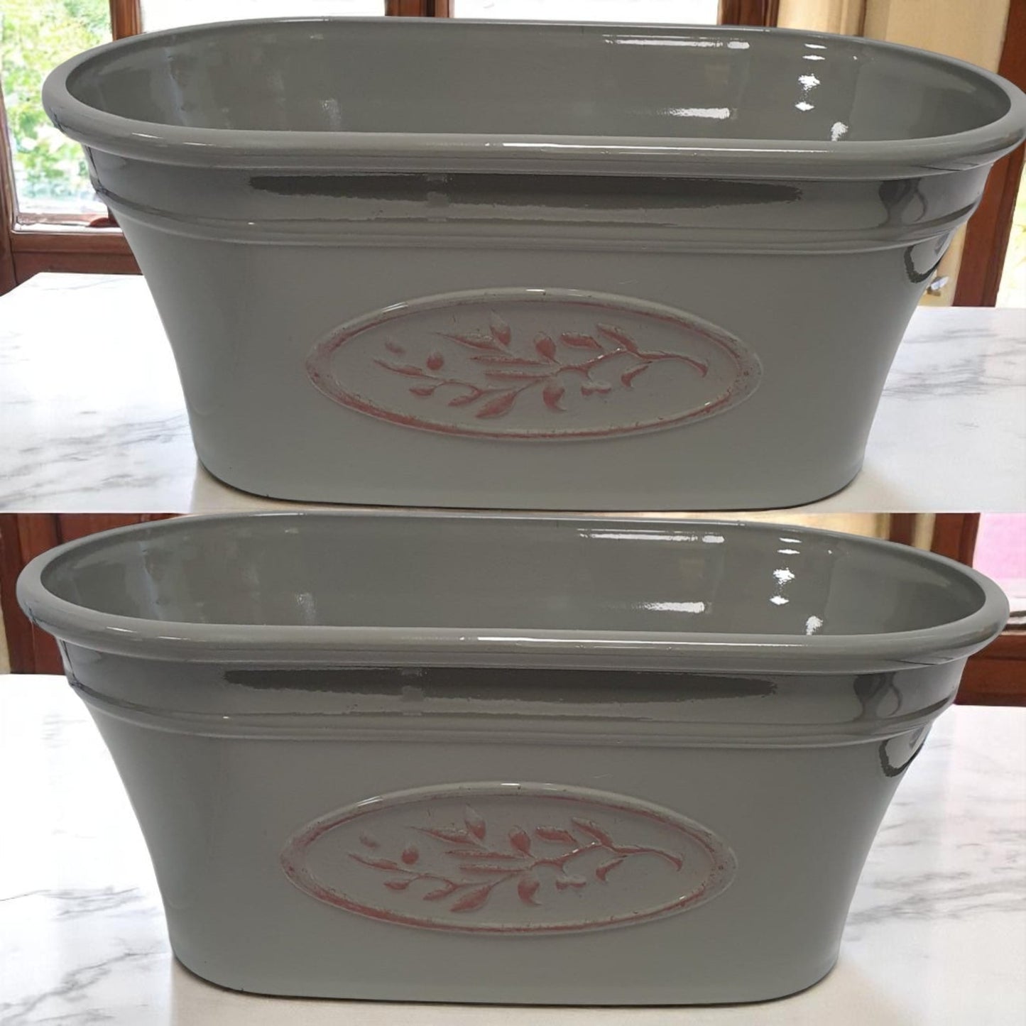 Olive Trough Planter 38cm – Green or Grey | Single or Pack of 2 | Plastic Garden Pot