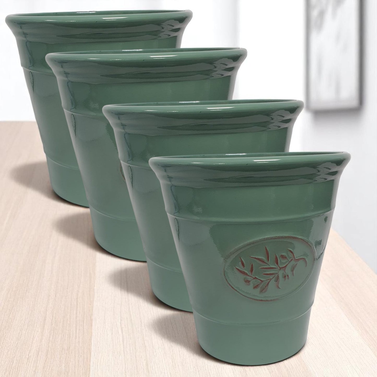 Olive Planter Pot 23cm – Decorative Green & Grey Plant Pot | 6L Garden Container